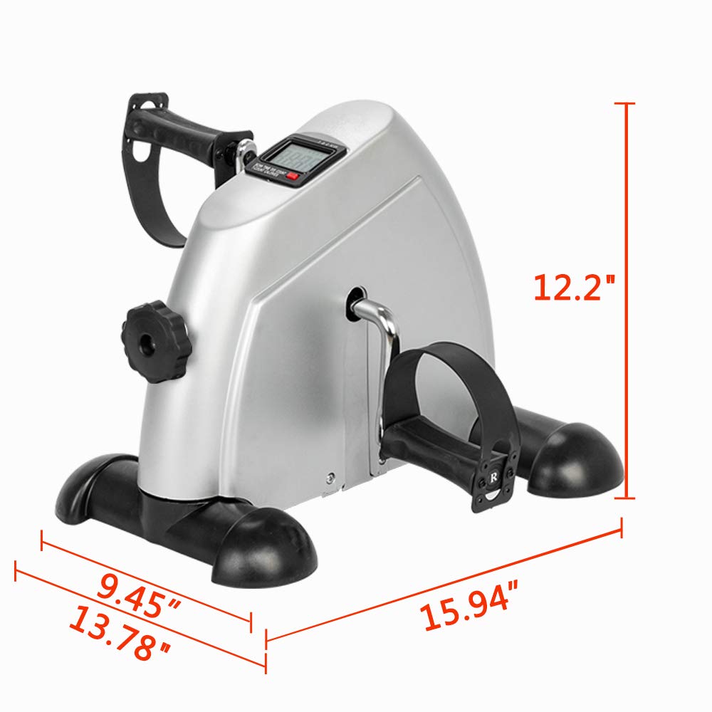 Under Desk Exercise Bike - Portable Mini Pedal Exerciser for Physical Therapy & Leg Workouts - Silver | Perfect for Office, Home & Rehab Use