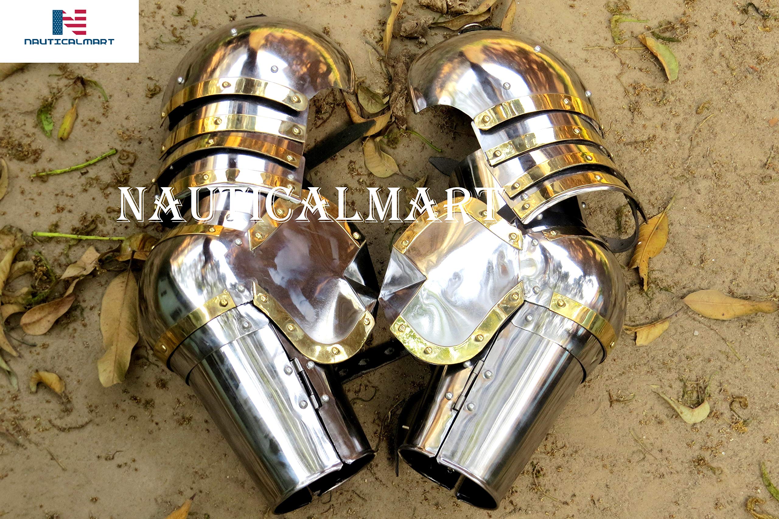 Medieval Steel Armor Arm Set - 14th Century Churburg Style Knight Gauntlets for LARP, Cosplay & Halloween Costume | Authentic Historical Reenactment Gear
