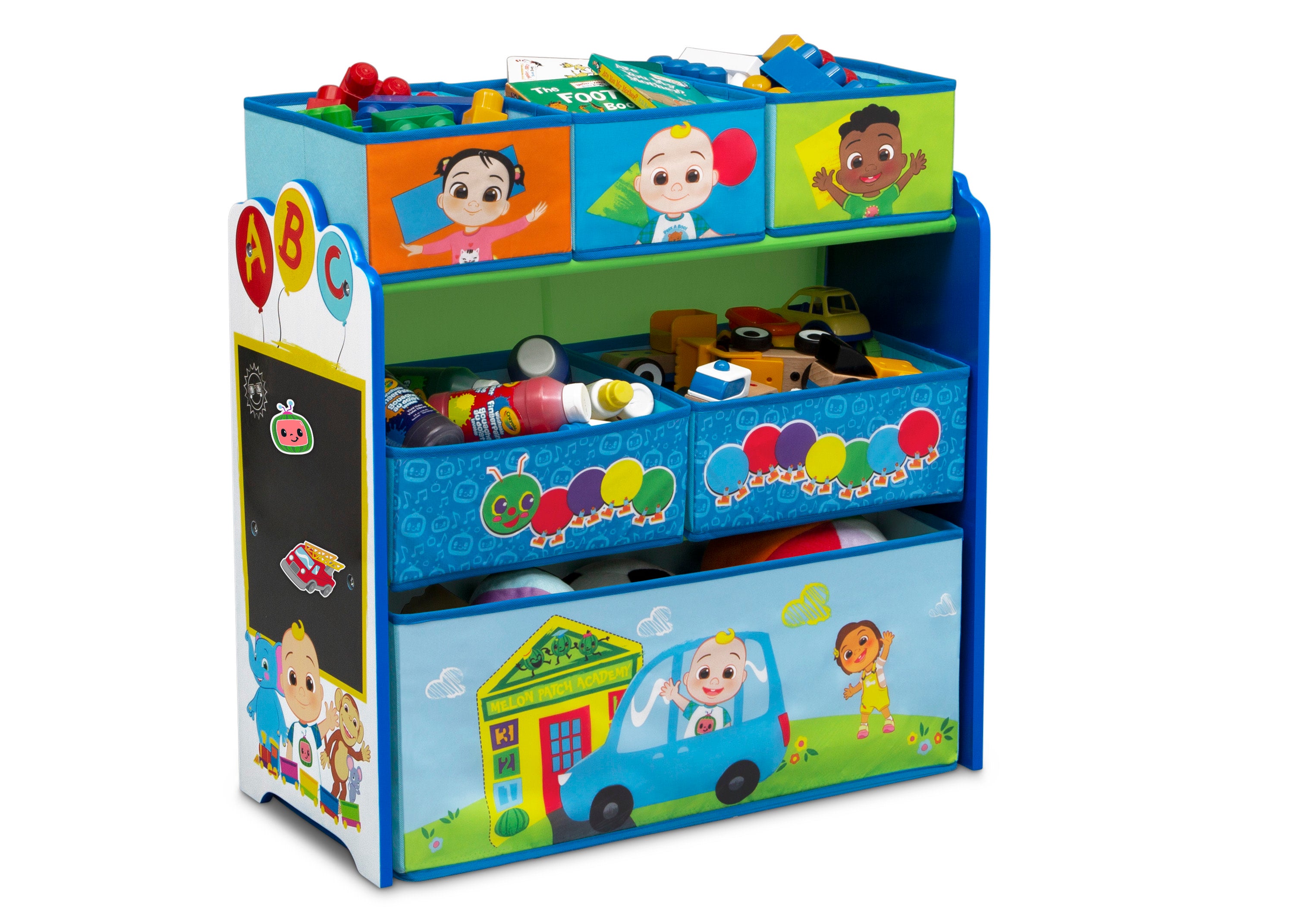 CoComelon 6 Bin Toy Organizer for Kids - Colorful Storage Bins with Fun Designs - Perfect for Playroom, Bedroom & Classroom Organization
