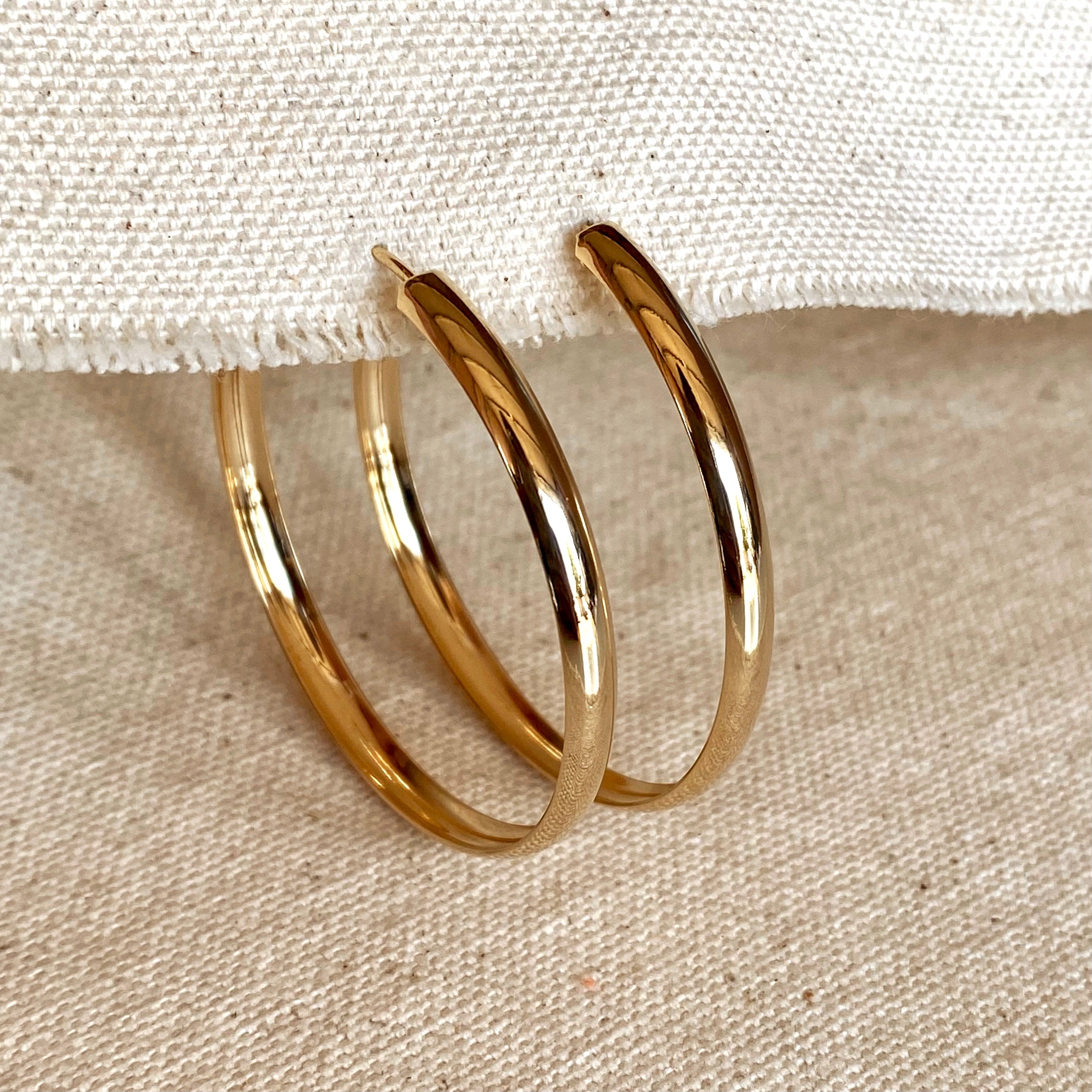 18K Gold Filled 50mm Hollow Continuous Hoop Earrings for Women - Lightweight Dangle Huggie Earrings for Everyday Wear, Party & Gift Giving