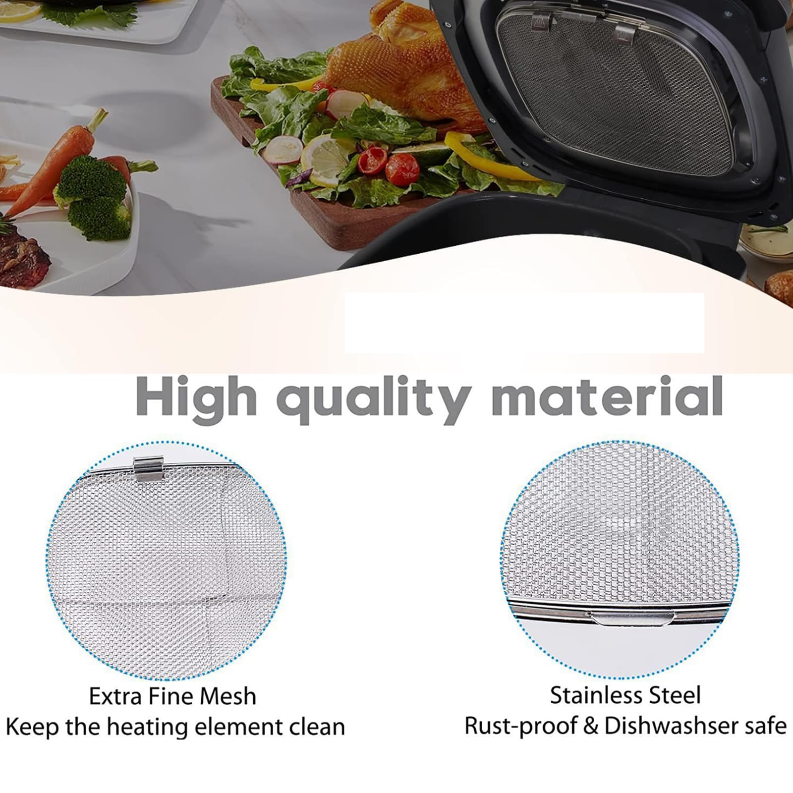 2 Pack Stainless Steel Splatter Shield for Ninja Foodi AG300 AG301C Air Fryer - Durable Replacement Cover - Perfect for Frying, Roasting & Baking (Fits Ninja Foodi Models AG300/AG301C)