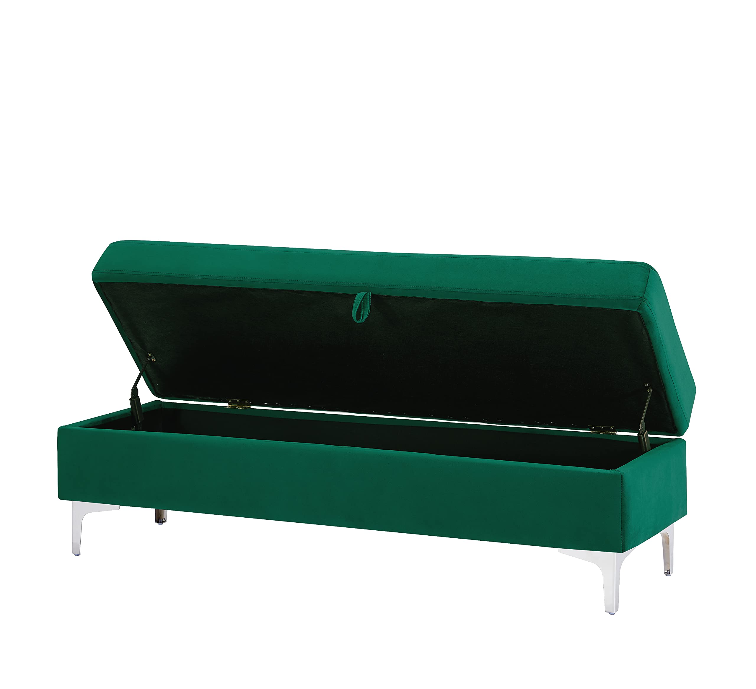 Velvet Upholstered Storage Ottoman Bench - Tufted Rectangular Footstool with Shoe & Blanket Storage | Multi-Purpose Seating for Bedroom, Living Room & Entryway | Perfect as Bed End Bench, Entryway Seat & Living Room Accent (Green)