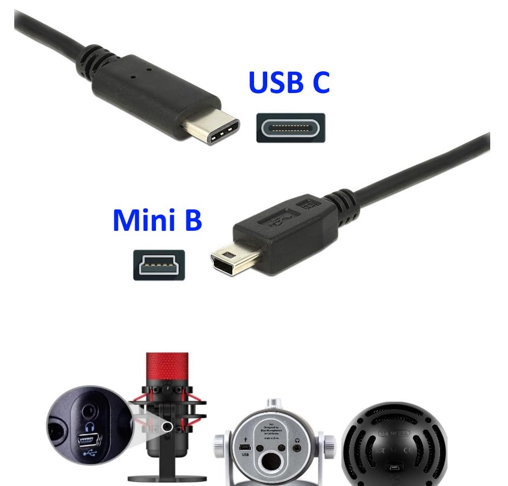 Premium USB C to USB C Cable for Blue Yeti & Snowball iCE Microphones - Fast Charging & Data Sync Compatible with iPhone 15/16, MacBook, PC, Laptops - Perfect for Podcasting, Streaming & Home Studio Recording