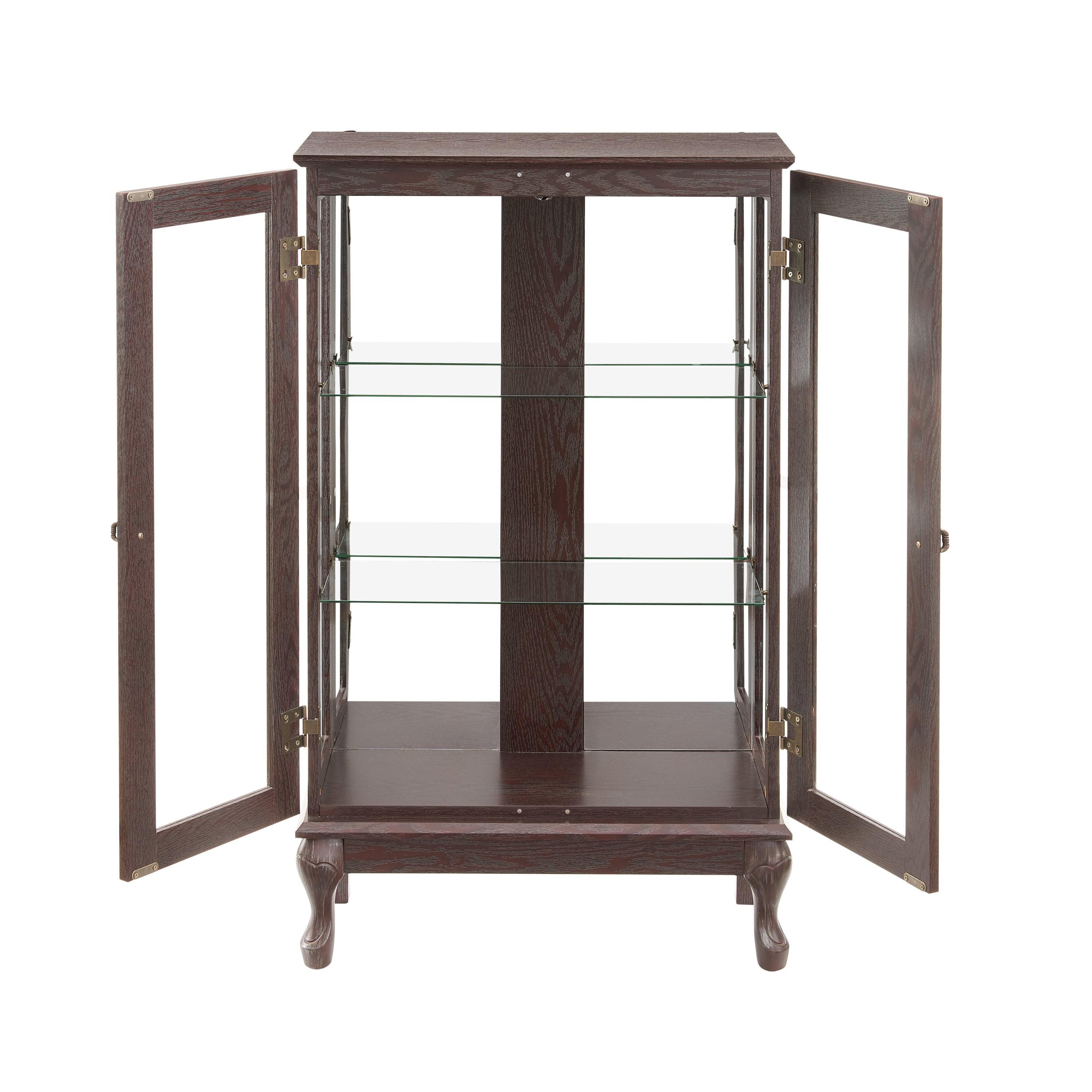 2 Door Curio Cabinet with Tempered Glass & Mirrored Back - LED Lighted Display Case for Living Room, Dining Room, Office - Showcase Collectibles, China, or Decor Items