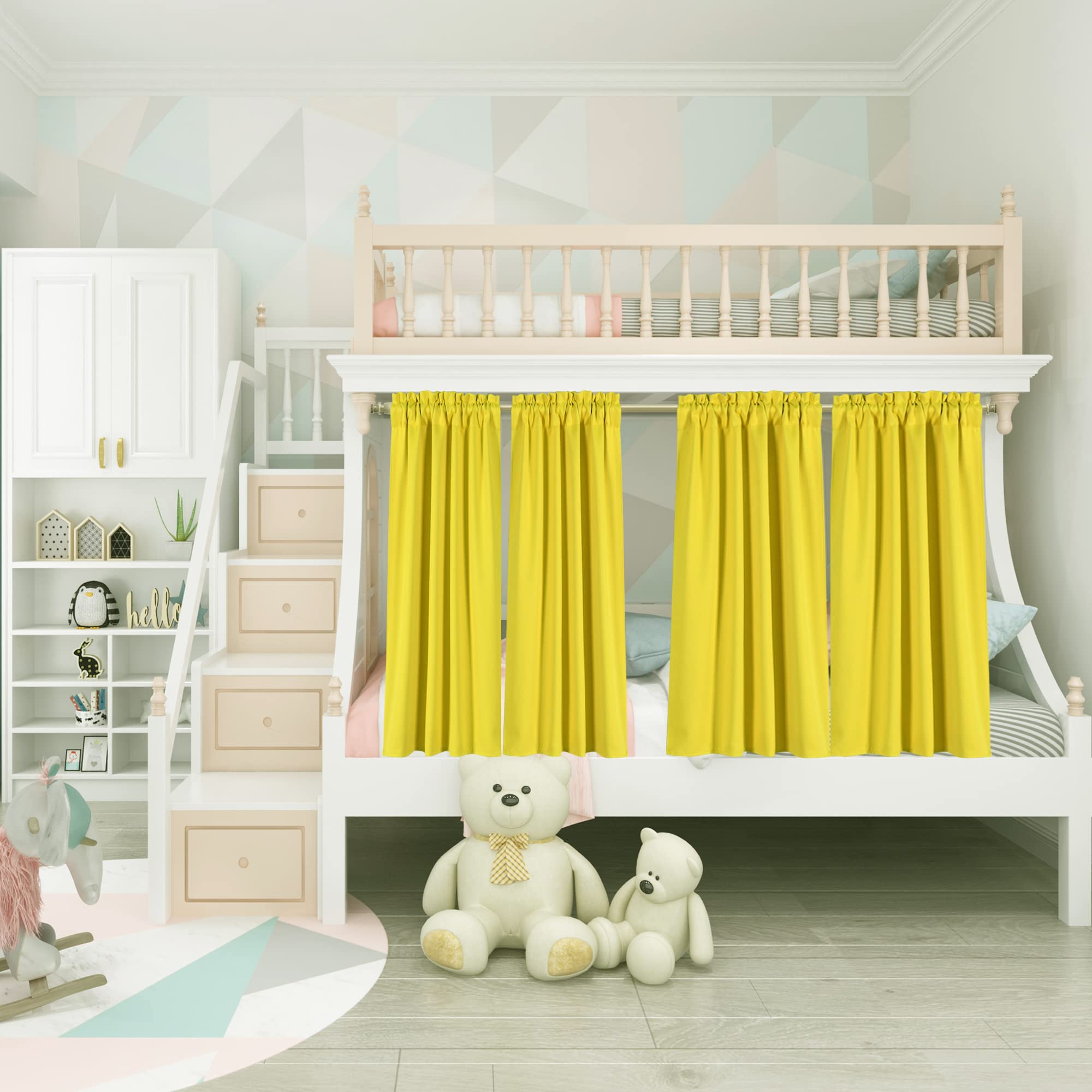 45 Inch Yellow Room Darkening Thermal Insulated Curtains - 2 Panels Set for Small/Narrow Windows (W29 x L45 Inch) - Perfect for Living Room, Bedroom & Home Decor - Bright Yellow Blackout Curtains for Light Control & Energy Efficiency