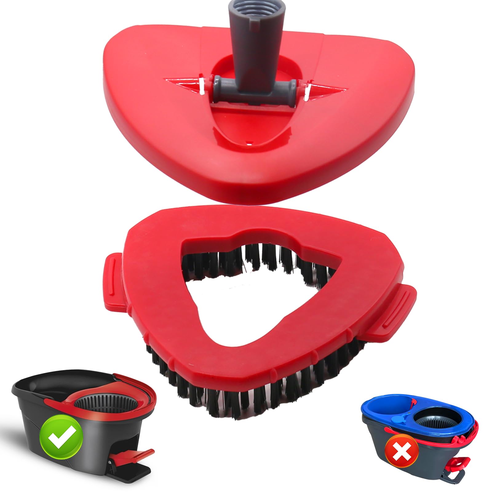O Cedar Spin Mop Replacement Head with Scrub Brush - Compatible with EasyWring 1 Tank System - Heavy Duty Mop Base & Scrubber Combo for Deep Cleaning - Perfect for Kitchen Floors, Bathroom Tiles, Deck & Shower Cleaning - Eliminates Tough Stains & Grime