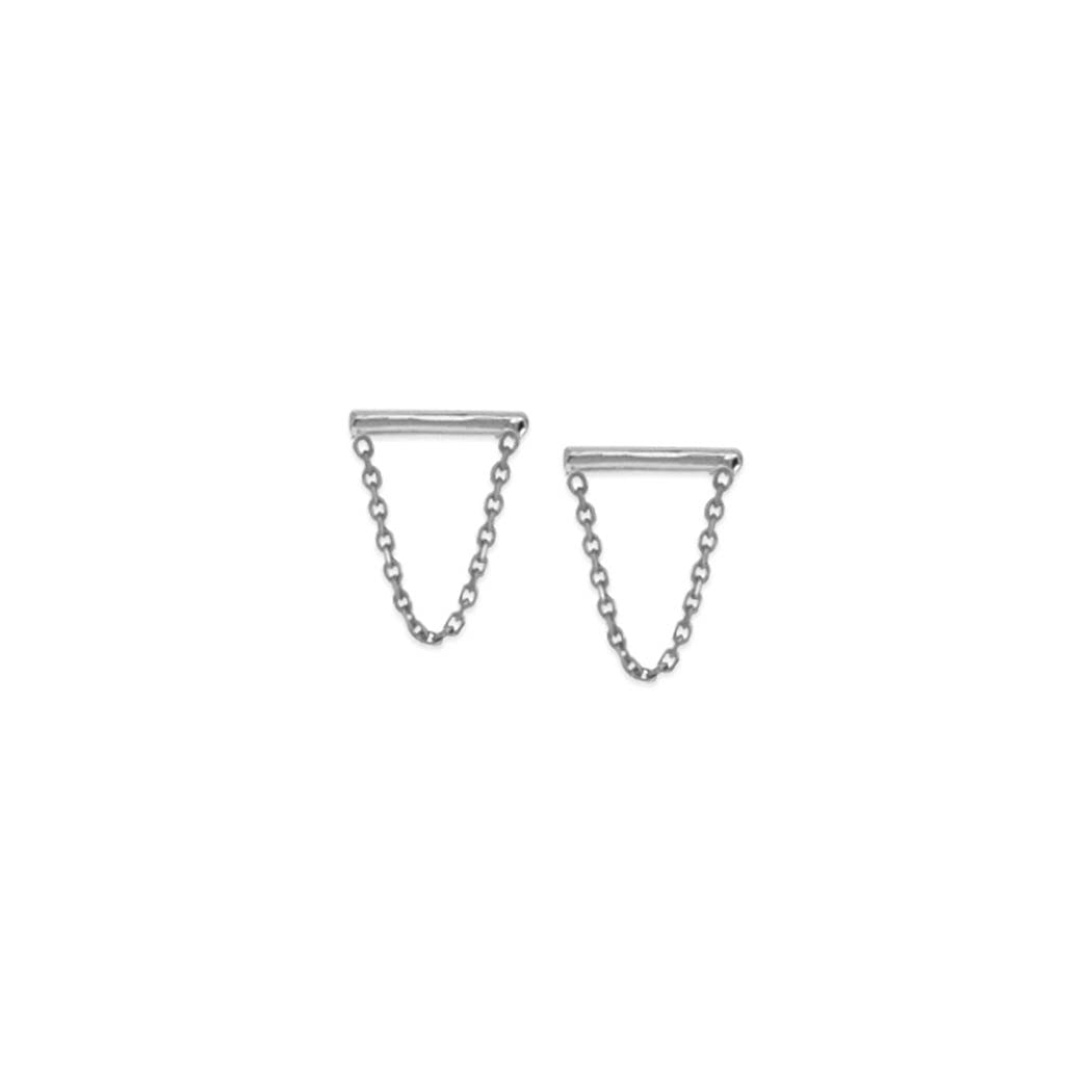 14K White Gold Small Bar and Drape Chain Earrings for Women - Elegant Dainty Jewelry Gift for Birthday, Anniversary & Special Occasions - Perfect for Parties, Weddings & Everyday Wear