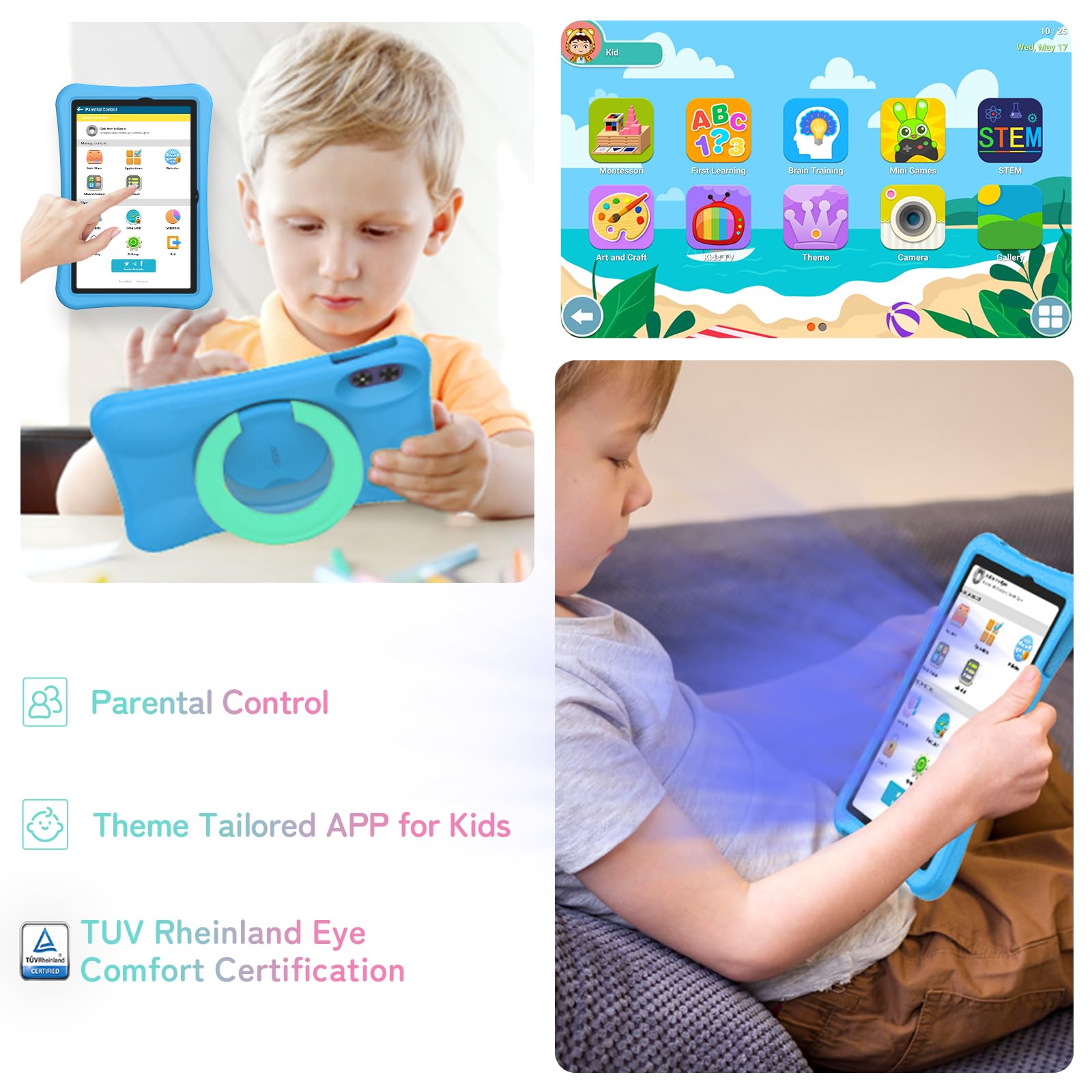 UMIDIGI G2 Kids Tablet 10 Inch - Android 13 Learning Tablet with 8GB RAM (4+4GB) & 64GB ROM (Expandable to 1TB) - Parental Control, WiFi 6, Bluetooth 5.0 - Educational Tablet for Kids in Canada (Blue) - Perfect for Homeschooling, Online Classes & Interactive Learning