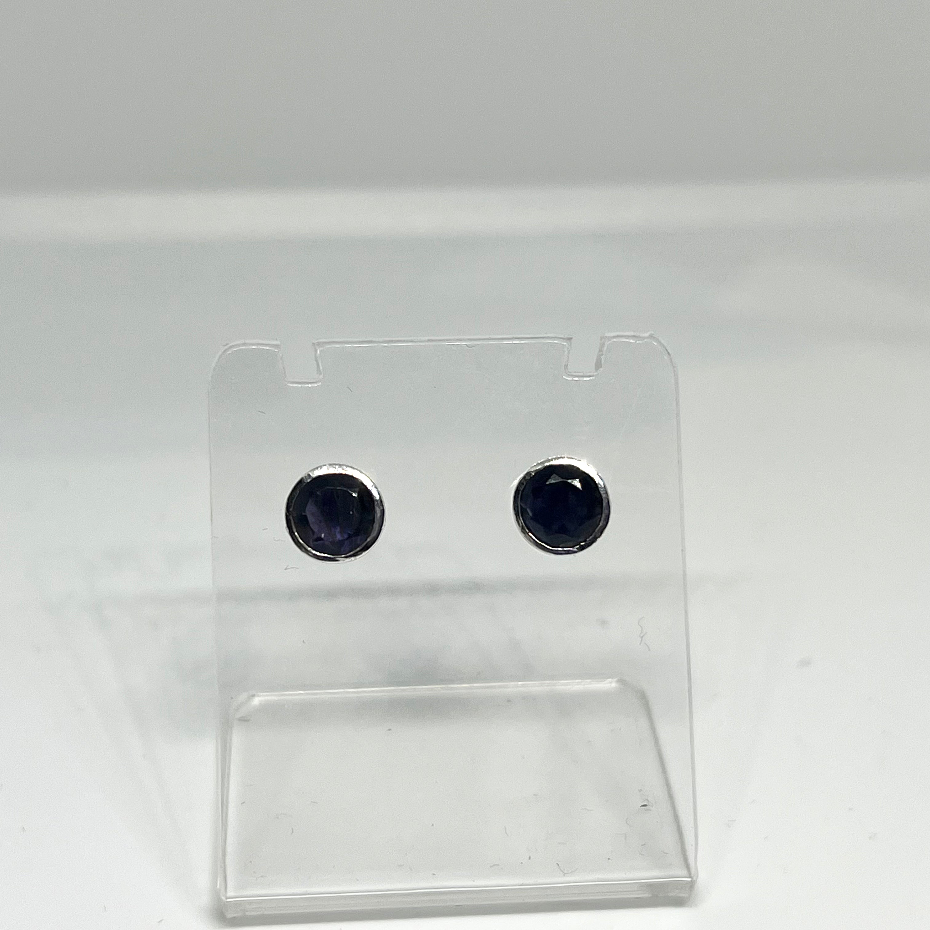 Round Faceted Gemstone Bezel Set Stud Earrings PSE003 - Elegant Jewelry for Women, Perfect for Parties, Weddings & Everyday Wear