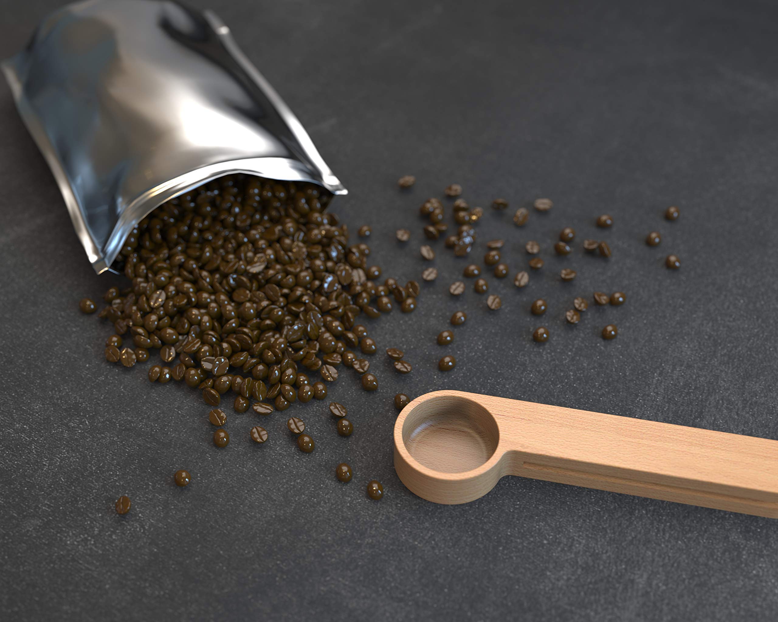 Personalized Wooden Coffee Scoop - Custom Engraved Coffee Measuring Spoon & Bag Clip - Perfect Kitchen Tool for Coffee Lovers - Ideal Gift for Home Baristas & Coffee Enthusiasts - Use for Brewing, Measuring, and Storing Coffee Beans