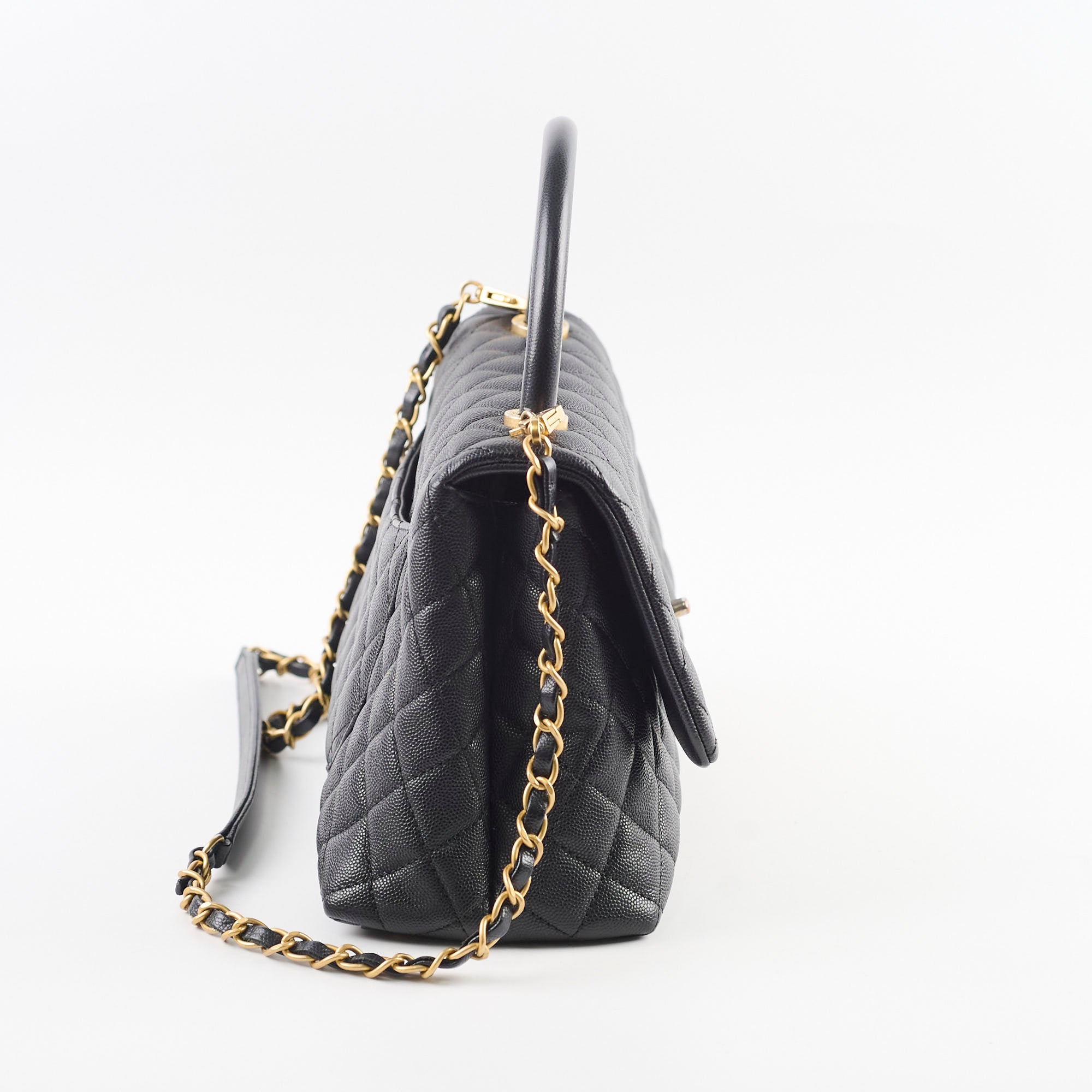 Chanel Medium Coco Handle Bag in Black Caviar Leather - Luxury Crossbody Purse for Women, Perfect for Work, Evening Events & Daily Use