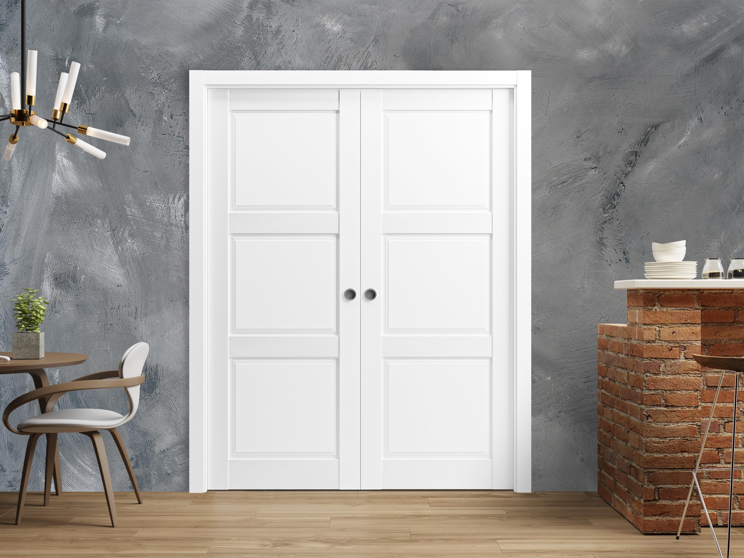 Lucia 2661 Matte White Slab Barn Door Panel 30
