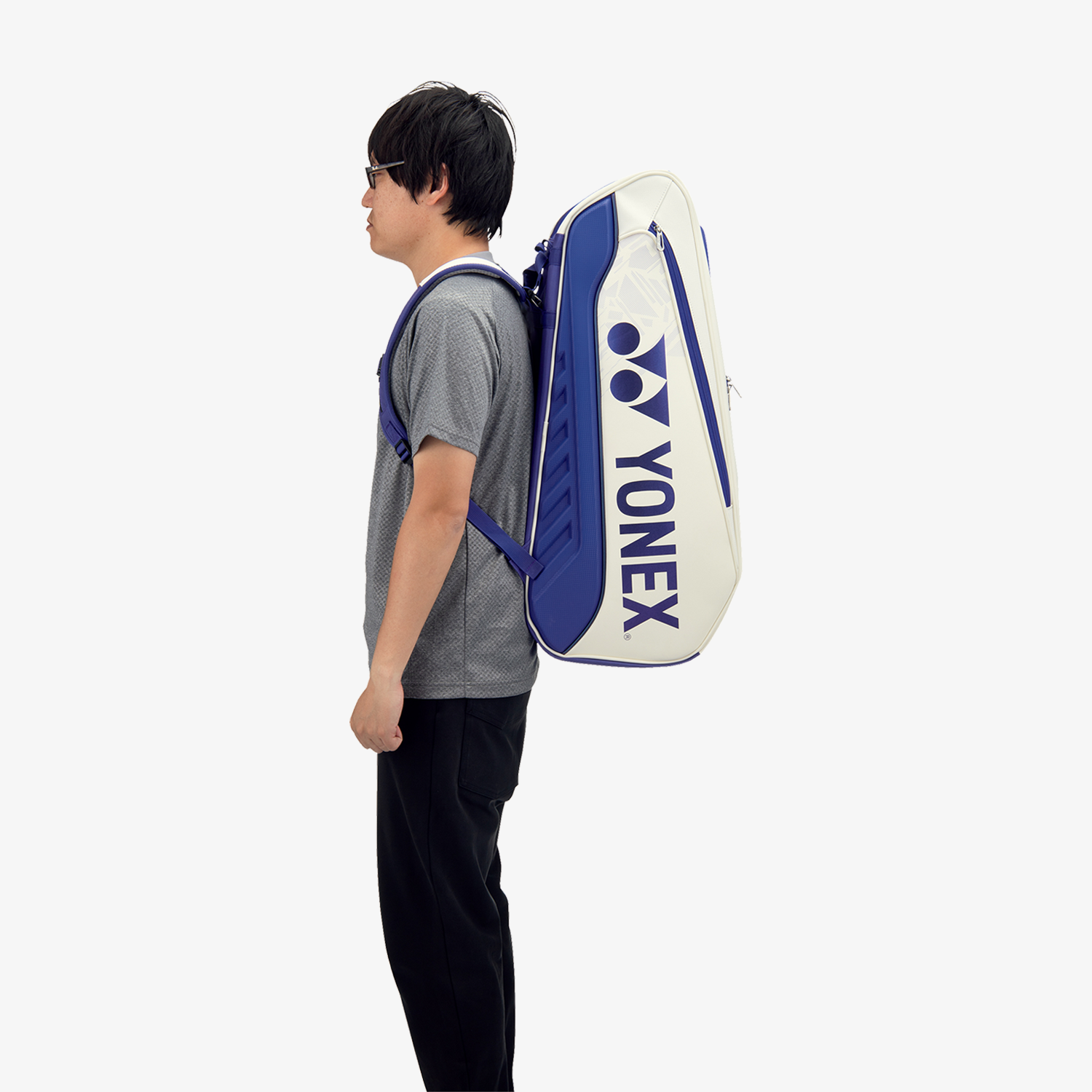 Yonex BAG02526WDB Expert Badminton Tennis Racket Bag 6-Pack (White/Deep Blue) - Perfect for Sports Training, Gym & Travel Accessories Storage