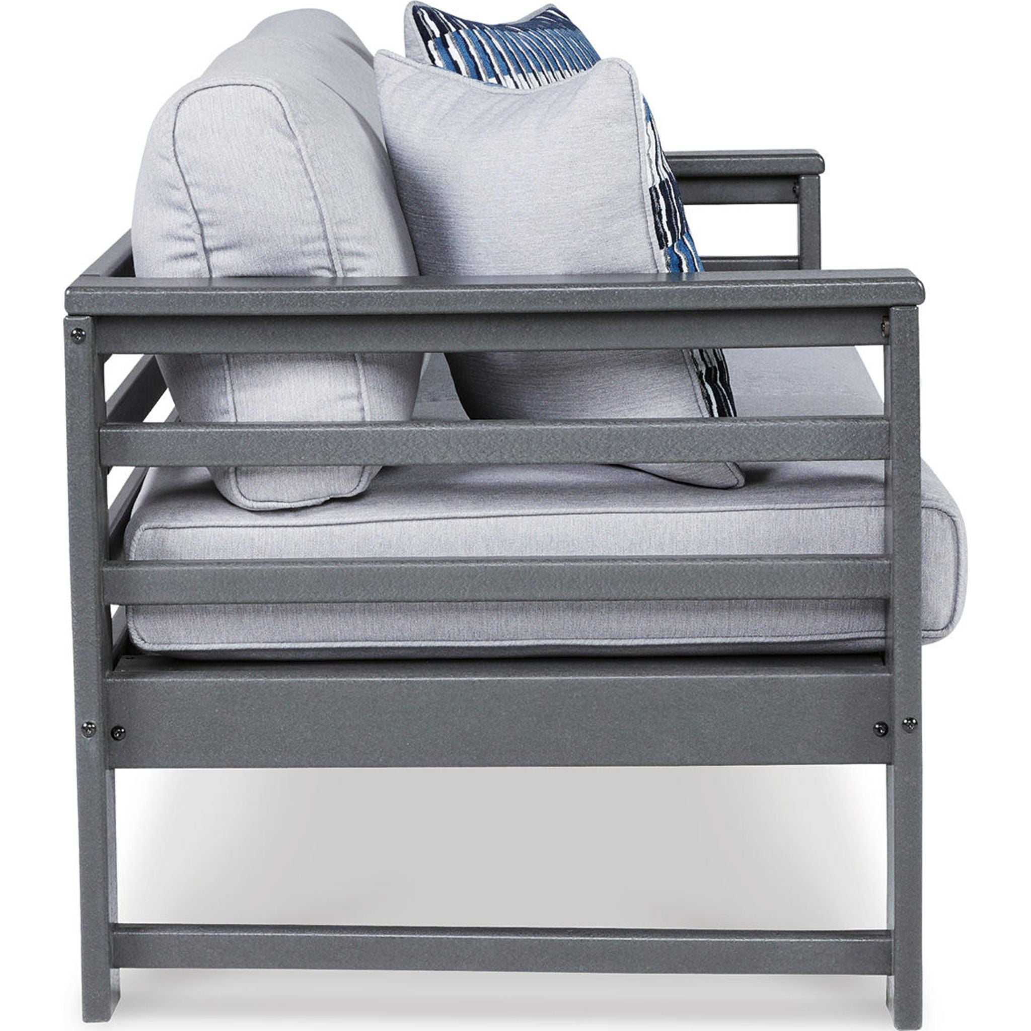 Amora Outdoor Loveseat with Cushion - Waterproof Patio Furniture Set, Charcoal Gray - Perfect for Garden, Backyard, Poolside & Balcony Relaxation