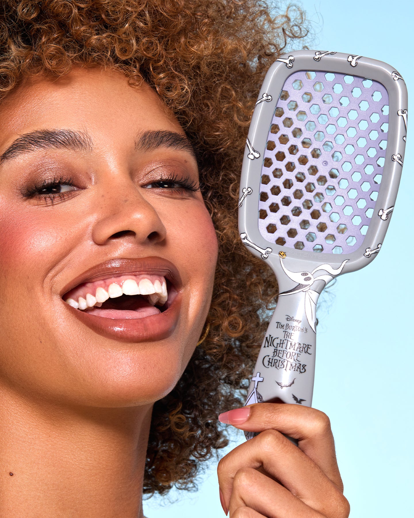 Disney The Nightmare Before Christmas Detangling Brush - Zero Tangle Hair Brush for Kids & Adults - Perfect for Curly, Thick, and Wet Hair Styling at Home or Travel
