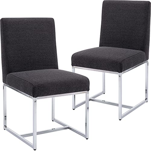 Charcoal Linen & Chrome Legs