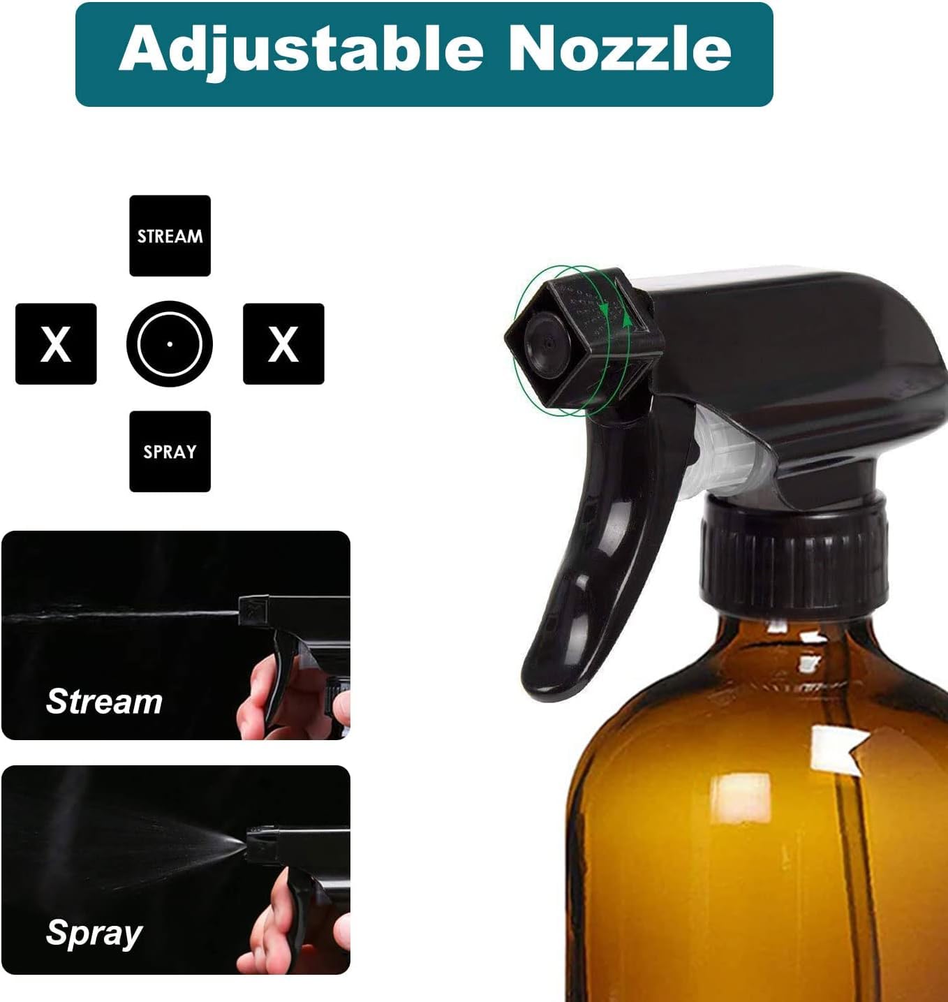 4 Pack 4 oz Amber Glass Spray Bottles - Refillable Empty Bottles for Cleaning Solutions, Hair Care, Essential Oils, Plants - Durable Nozzle with Labels & Funnel - Perfect for DIY, Home Cleaning, Skincare, and Aromatherapy