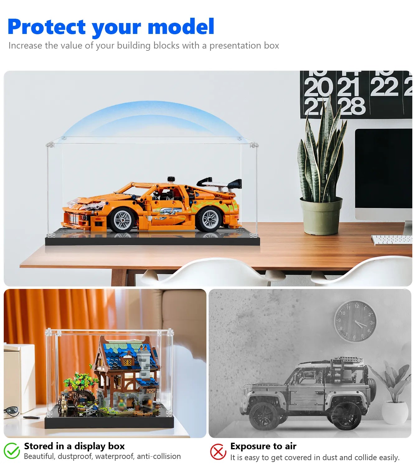 LEGO Technic Fast and Furious Toyota Supra MK4 42204 Display Case - Protective Showcase for Collectible LEGO Car Models | Perfect for Home Decoration, Office Display & Toy Collection Preservation