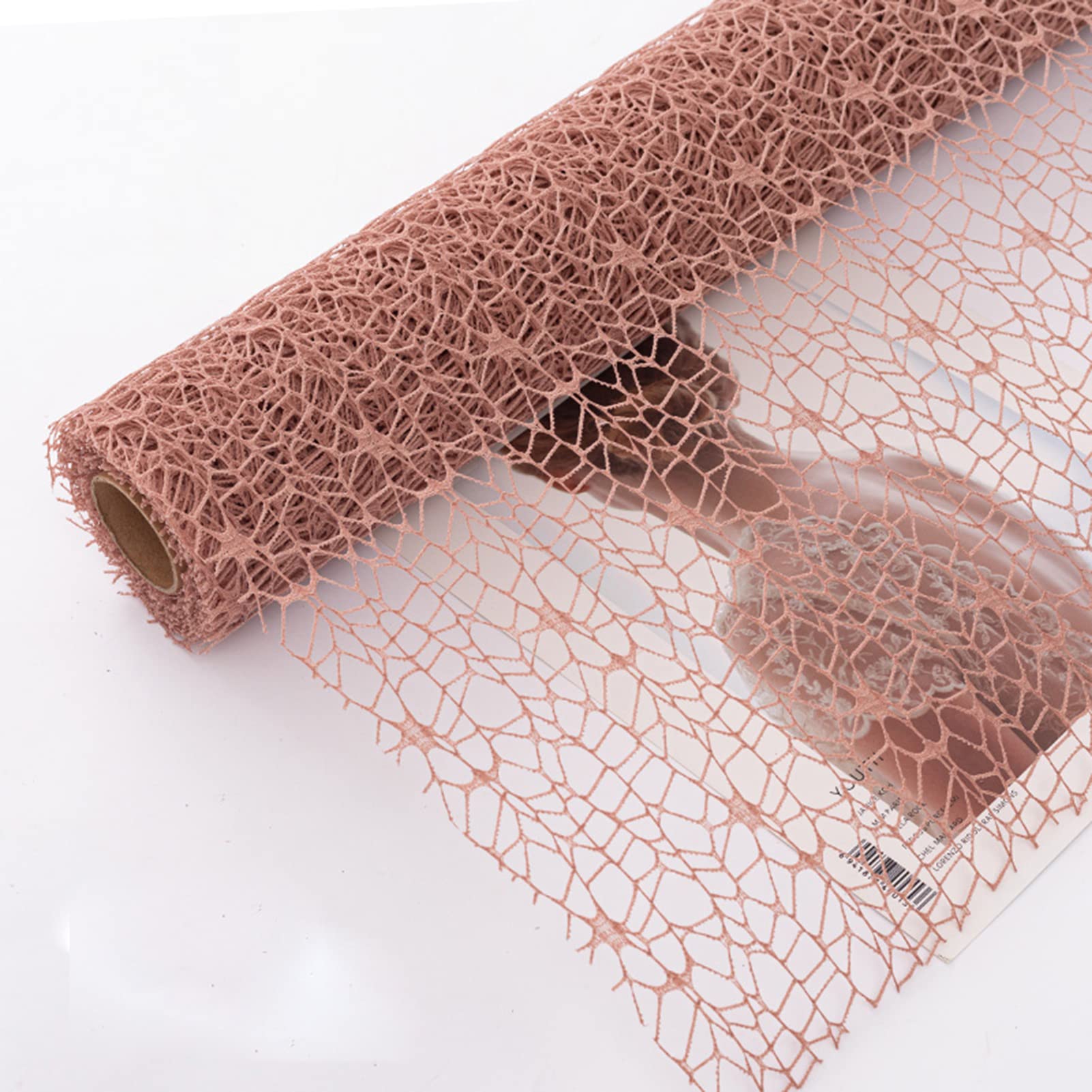 Korean Jacquard Net Mesh Floral Wrapping Paper - 50cm x 5 Yards (Khaki) | Openwork Flower Bouquet Wrap for Fresh Flowers | Perfect for Wedding, Birthday & Gift Packaging Floral Supplies