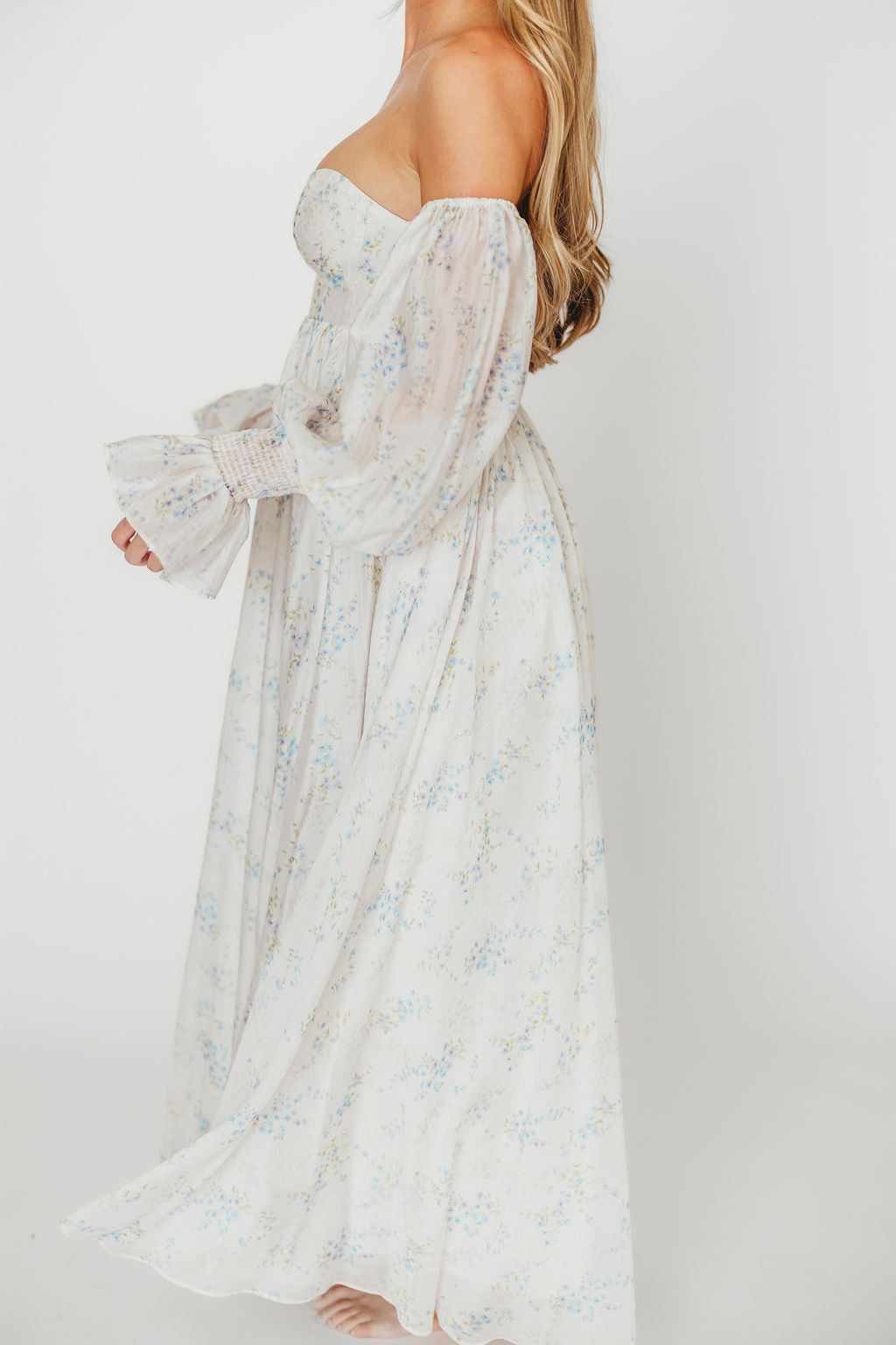 Dear Skye Floral Dress in Blue - Elegant Summer Maxi Dress with V-Neck & Flowy Skirt | Perfect for Beach Vacations, Weddings & Date Nights (Pre-Order Available)