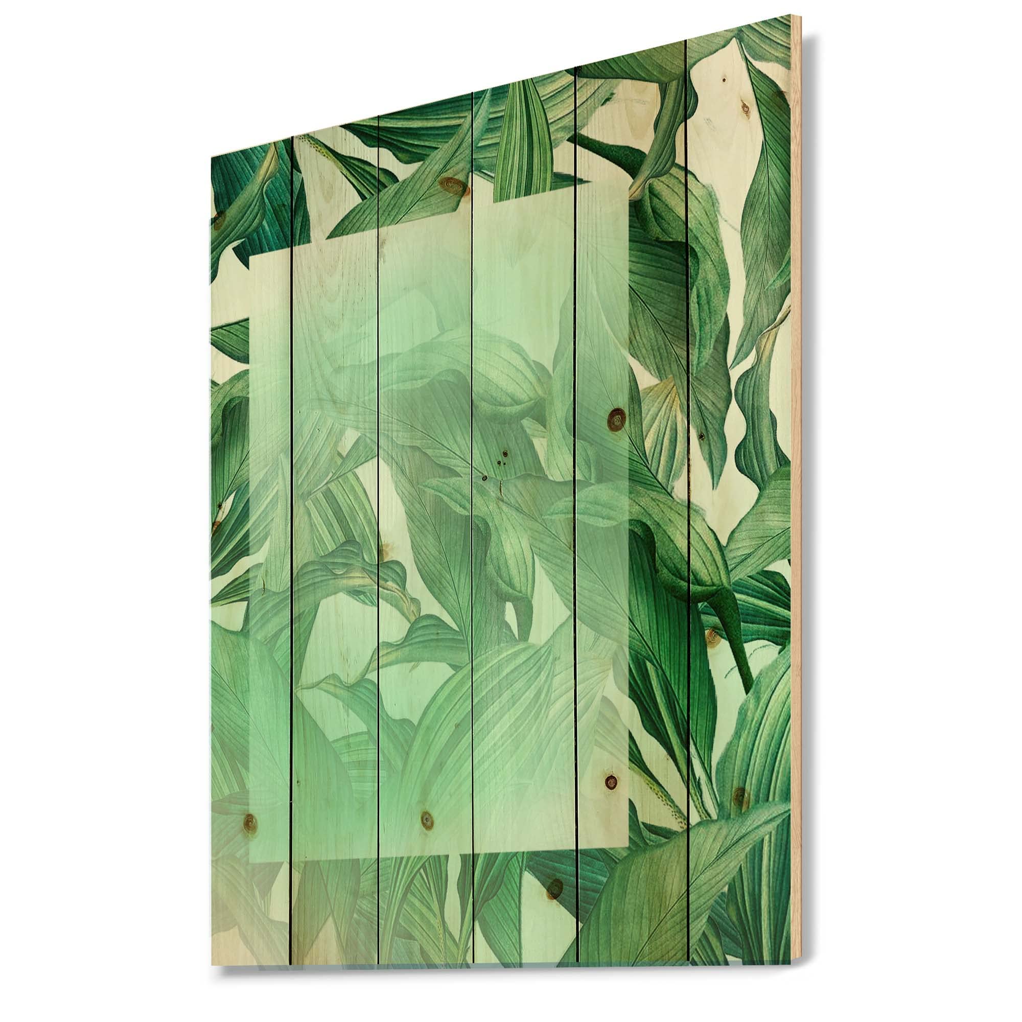 Tropical Palm Wood Wall Art - Green Leaf Decor for Coastal & Nautical Home