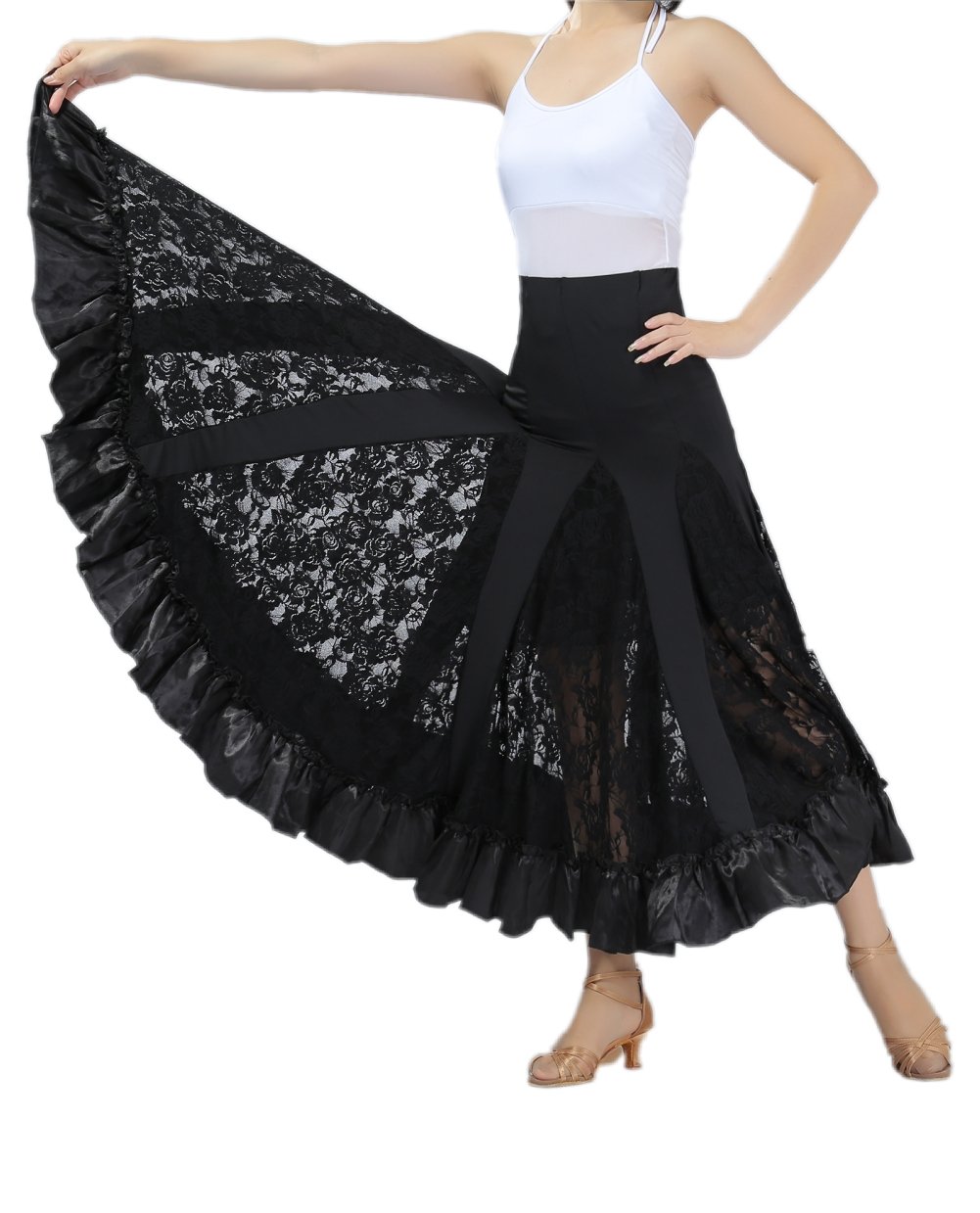 Elegant Ballroom & Latin Dance Skirt for Women - Long Swing Party Performance Skirt - Perfect for Salsa, Tango, Waltz & Competition Dancewear