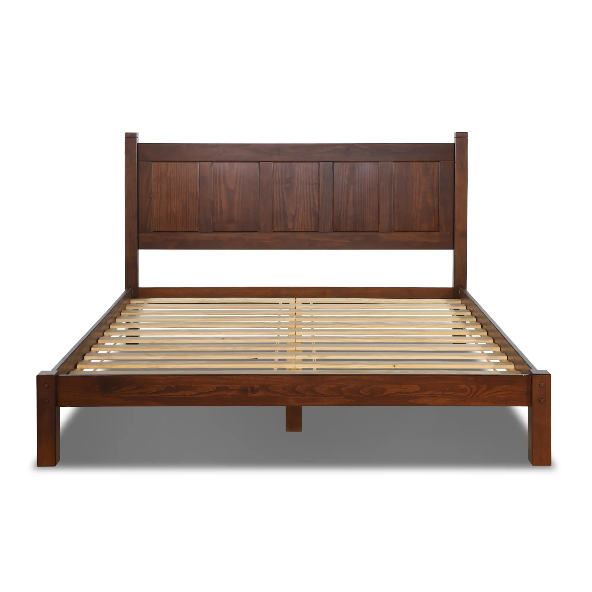 Shaker Panel Platform Bed Frame - Solid Wood Queen Size Bed with Storage, Modern Minimalist Design for Bedroom - Perfect for Small Spaces, Guest Rooms & Apartments