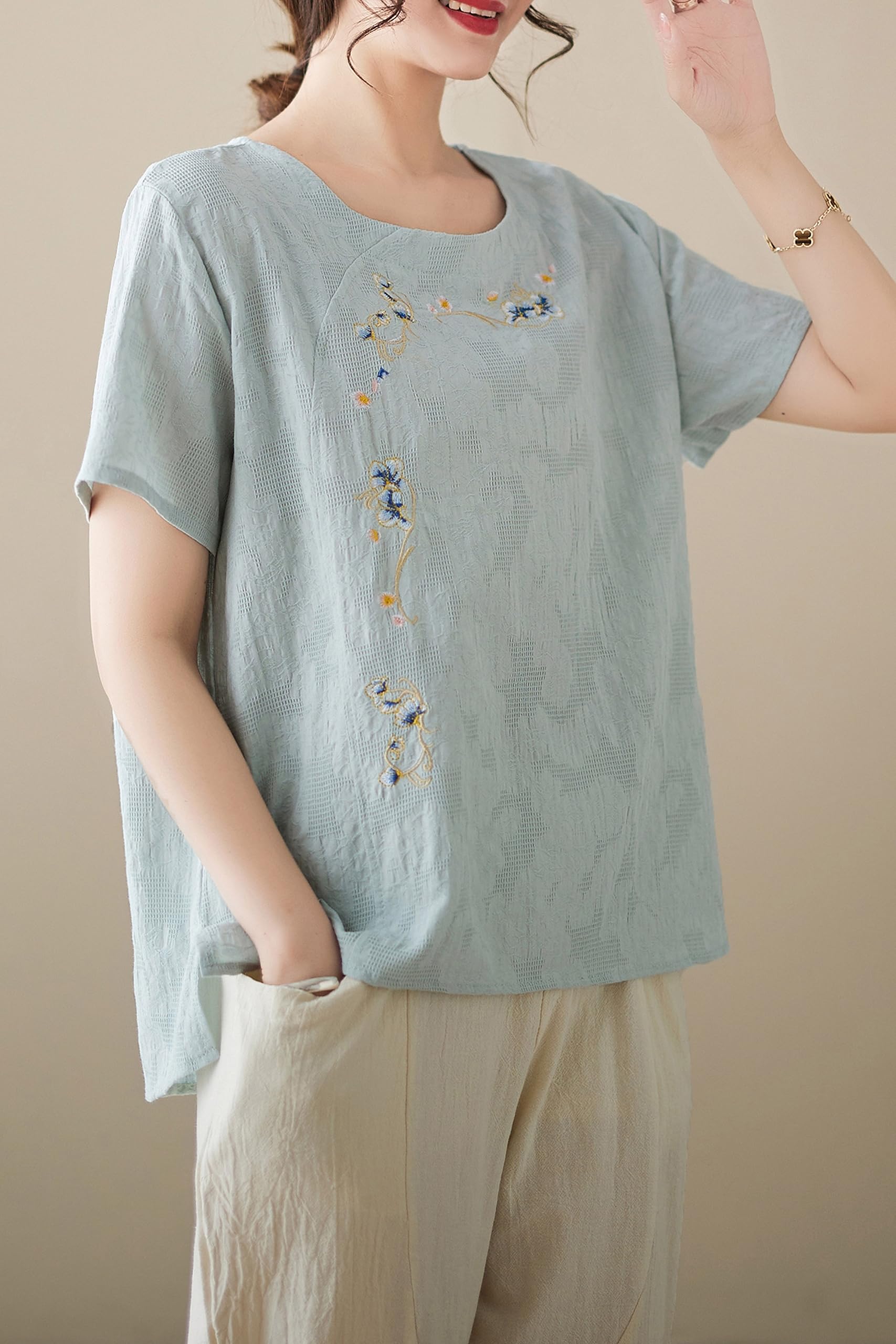 DOvWOER Women's Fall Tunics Blouse - Casual Cotton Linen Shirt Tops for Women | Perfect for Office, Travel & Everyday Wear