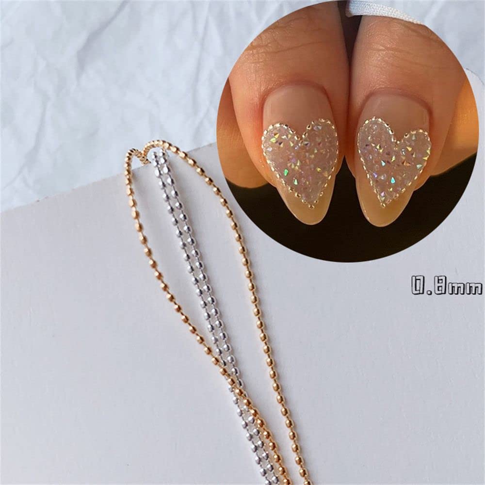 DIY Nail Art Metal Chain - 0.8mm Silver Ball Nail Decorations for Manicure | Professional Nail Accessories for Salon, Party & Special Occasions