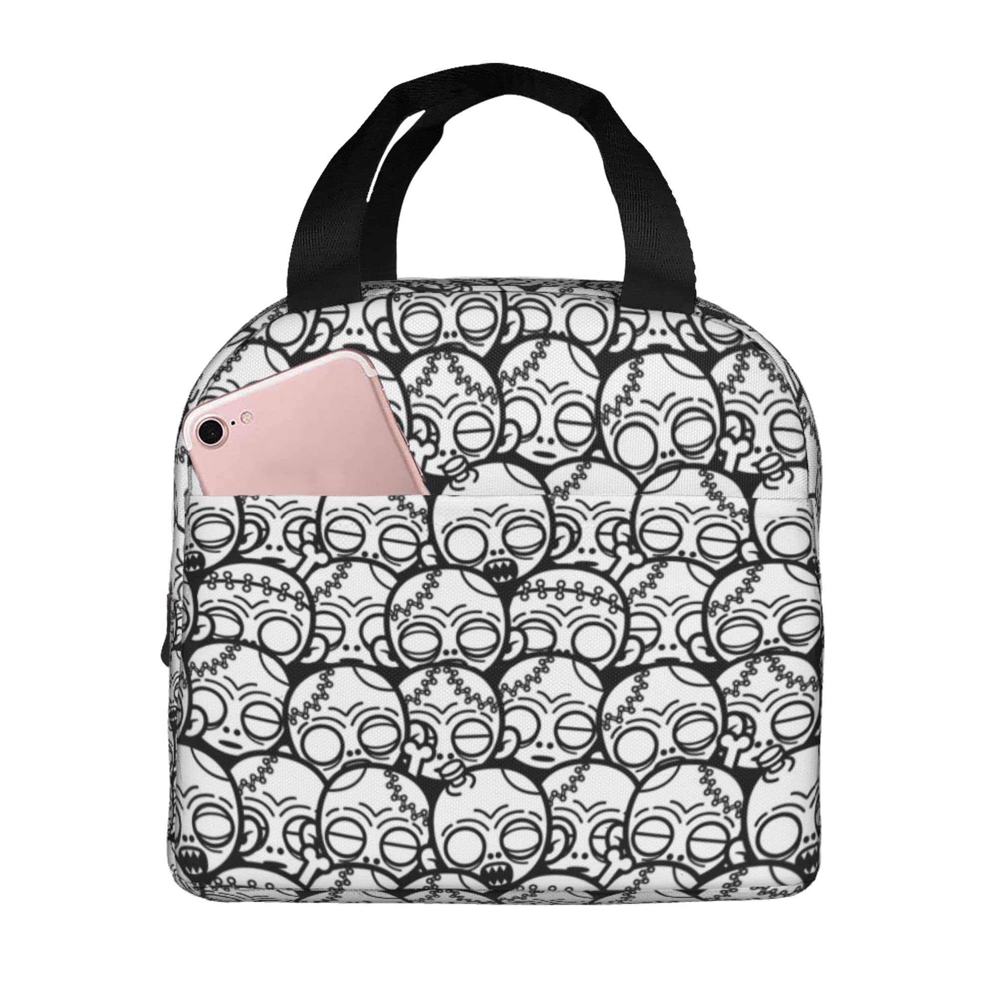 Insulated Lunch Box Cooler Bag for Women & Men - Thermal Reusable Tote with Pocket for Work, School, Hiking & Picnic - Zombie Print Design | Perfect for Office Lunch, Outdoor Adventures & Daily Commute