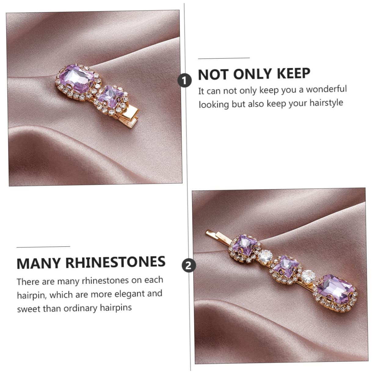 FOMIYES 5Pcs Pearl Hair Clips for Women - Rhinestone Hair Barrettes, Bridal Hairpins, Vintage Alloy Hair Toppers & Tiaras (Purple) - Perfect for Weddings, Prom, Parties & Special Occasions