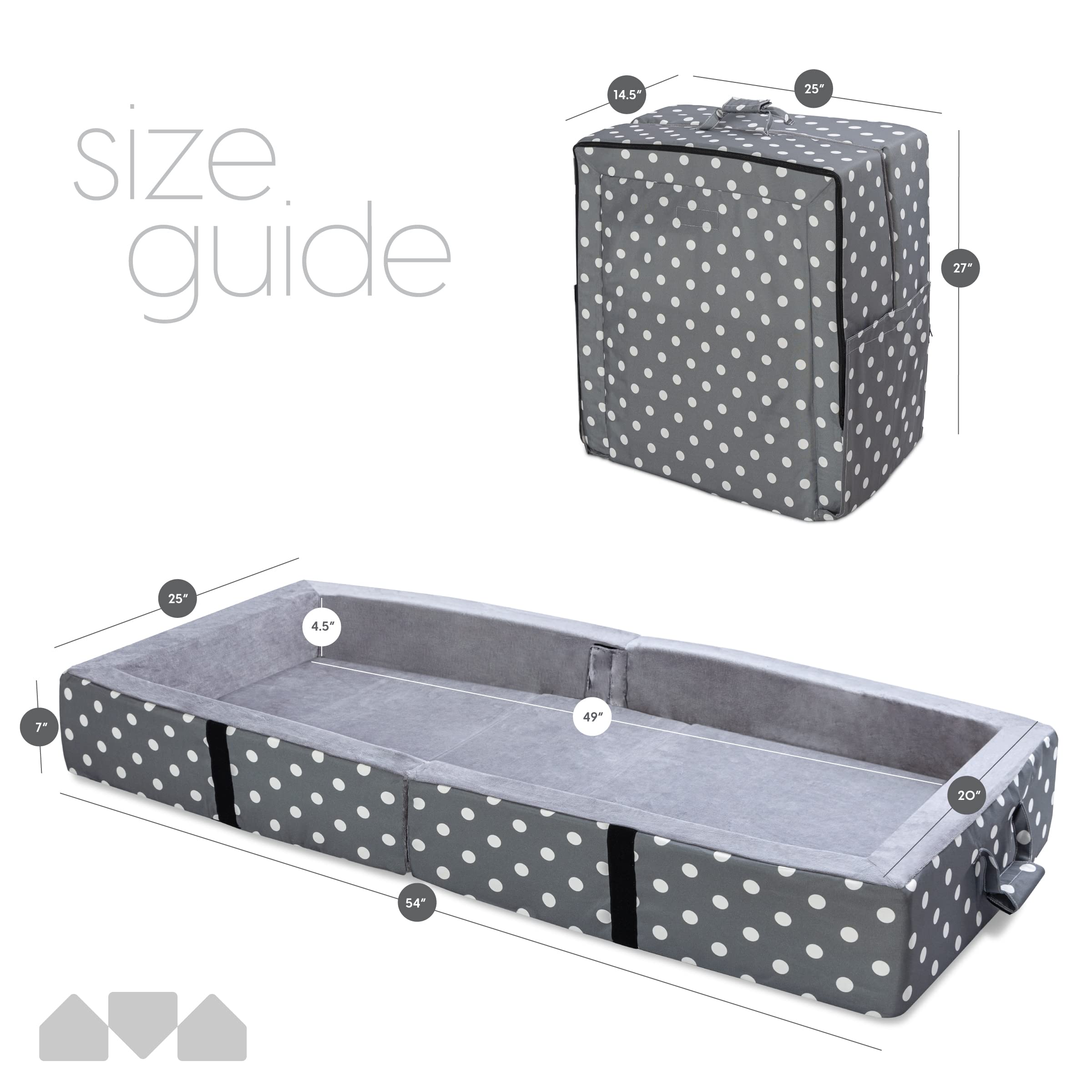 Milliard Toddler Floor Bed with Washable Fitted Sheet - Portable & Foldable Kids Cot for Daycare, Travel & Home Use - Comfortable Grey Sleeping Bed for Toddlers & Preschoolers