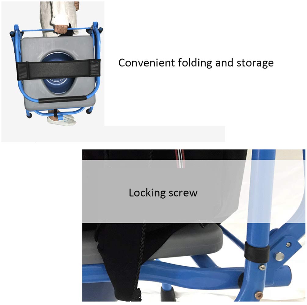 Adjustable Height Portable Medical Bedside Commode Toilet Chair with Arms - Foldable Shower Chair for Elderly, Disabled & Pregnant Women - Ideal for Home Care, Post-Surgery Recovery & Bathroom Safety