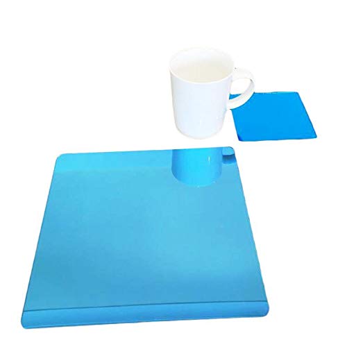 Blue Mirror Square Placemat and Coaster Set - 4 Pack Premium Dining Table Mats with Non-Slip Backing - Perfect for Home, Restaurant, and Party Decor