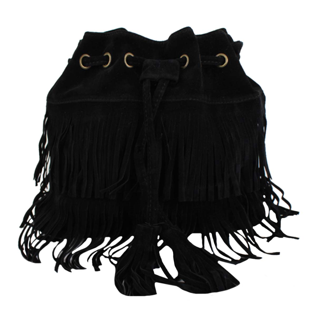 Stylish Women's Faux Suede Tassel Fringe Bucket Bag - Bohemian Crossbody Shoulder Purse for Everyday Use, Music Festivals & Travel Accessories