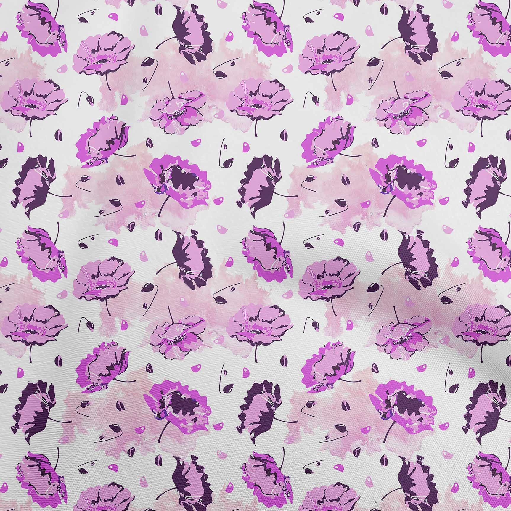 Premium Cotton Poplin Fabric - Dusty Purple Floral Print, 42