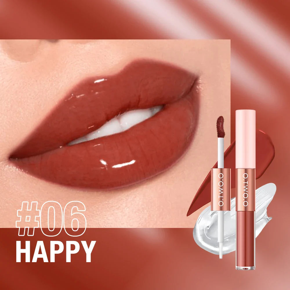 Long-Lasting Double Lip Gloss & Tint - Hydrating Plumping Lipstick with High Shine & Rich Pigment - Perfect for Date Night, Parties & Everyday Wear