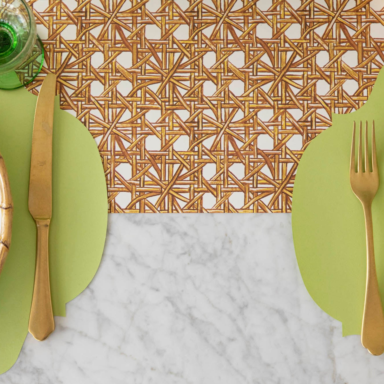 Bright Green French Frame Die Cut Placemat - Elegant Dining Table Decor for Parties, Weddings & Home Decor