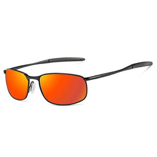 Black Frame Orange Red Mirrored Lens