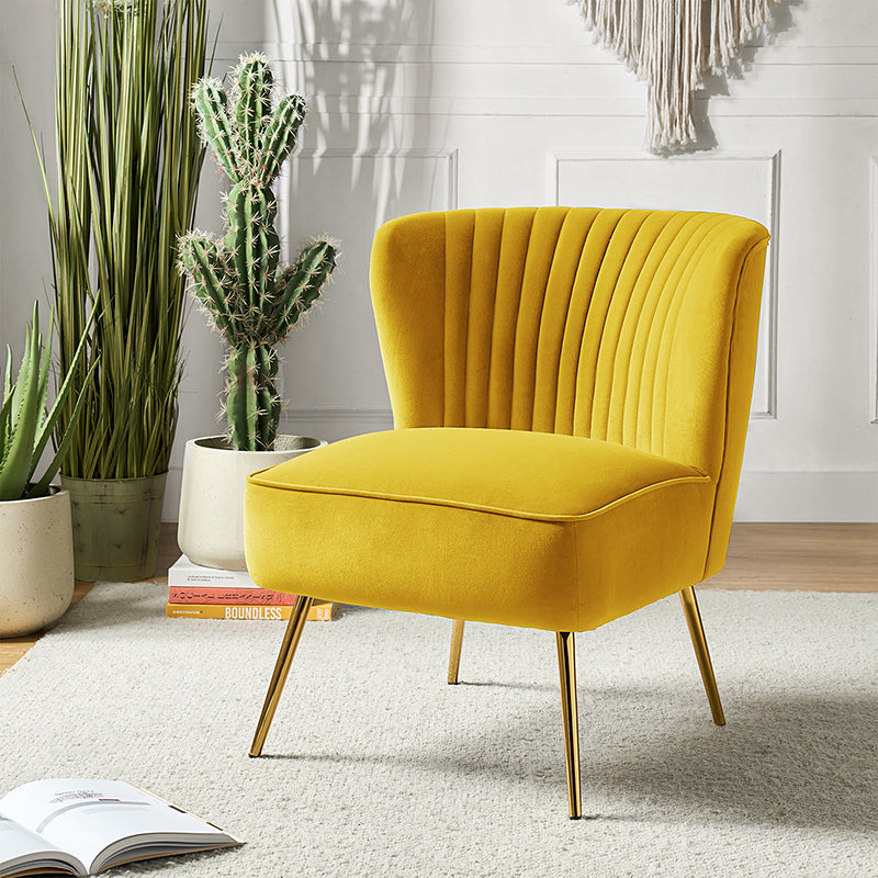 Lola Velvet Side Chair - Modern Upholstered Accent Chair for Living Room, Bedroom & Office - Soft Velvet Fabric with Sturdy Wooden Legs - Perfect for Dining, Lounge & Home Decor