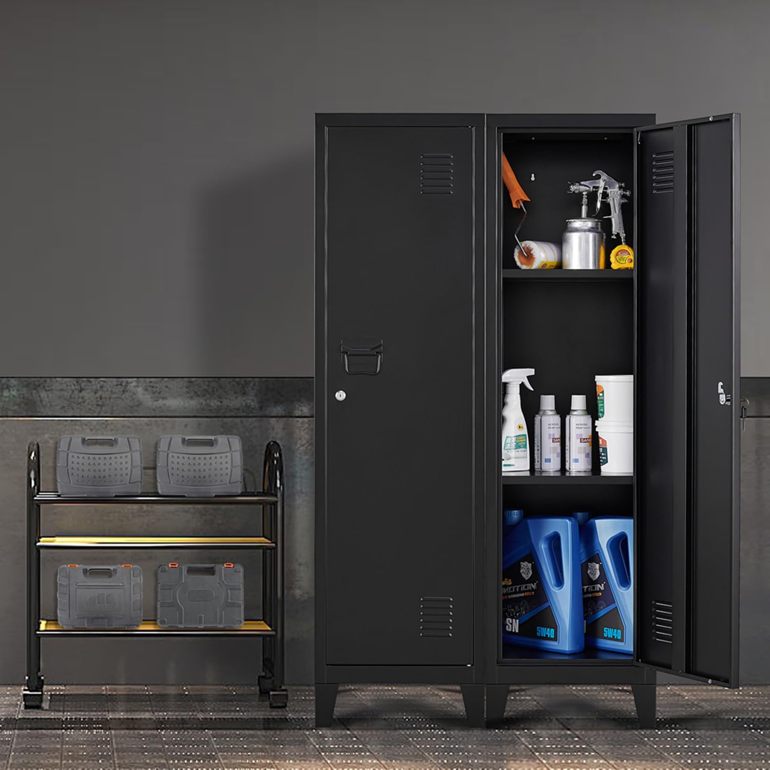 Metal Locker with Doors & Shelves - Secure Storage Cabinet for Small Spaces | Office, Garage, School & Gym Use | Employee & Personal Lockable Storage Solution