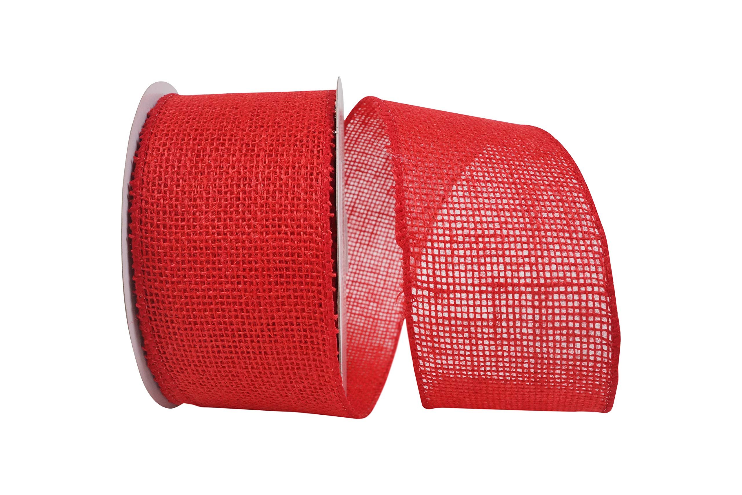 Reliant Ribbon Burlap Glow We Rd Ribbon - 2.5 Inch x 10 Yards, Red - Perfect for Gift Wrapping, Wedding Decorations, and DIY Crafts