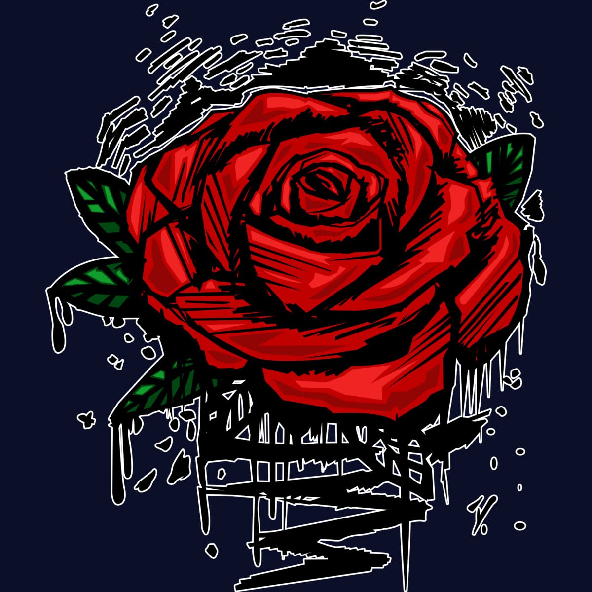 Design By Humans Junior's Rugged Rose by Adamzworld T-Shirt - Trendy Graphic Tee for Women - Perfect for Casual Wear, Street Style & Everyday Outfits