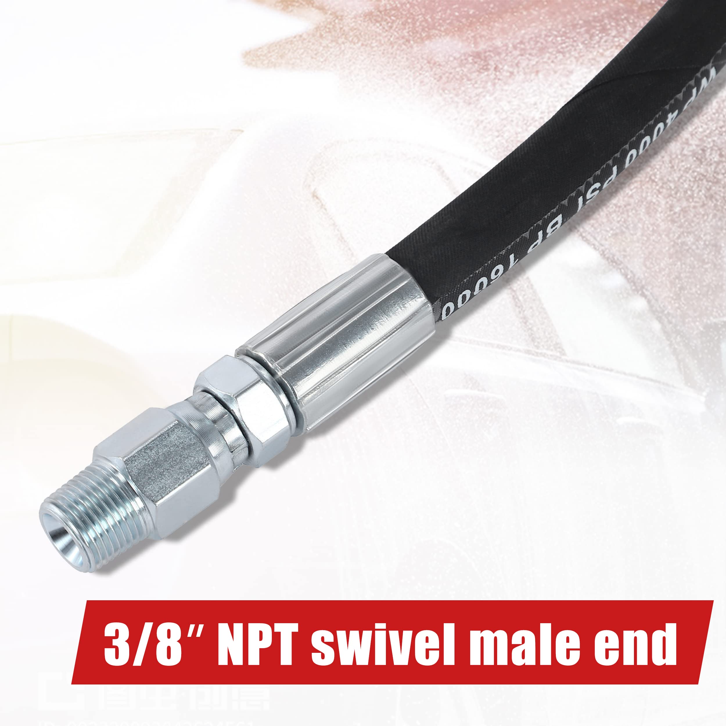 Pressure Washer Hose with Swivel - 2FT Whip Hose & Adapter Set for Car Washing