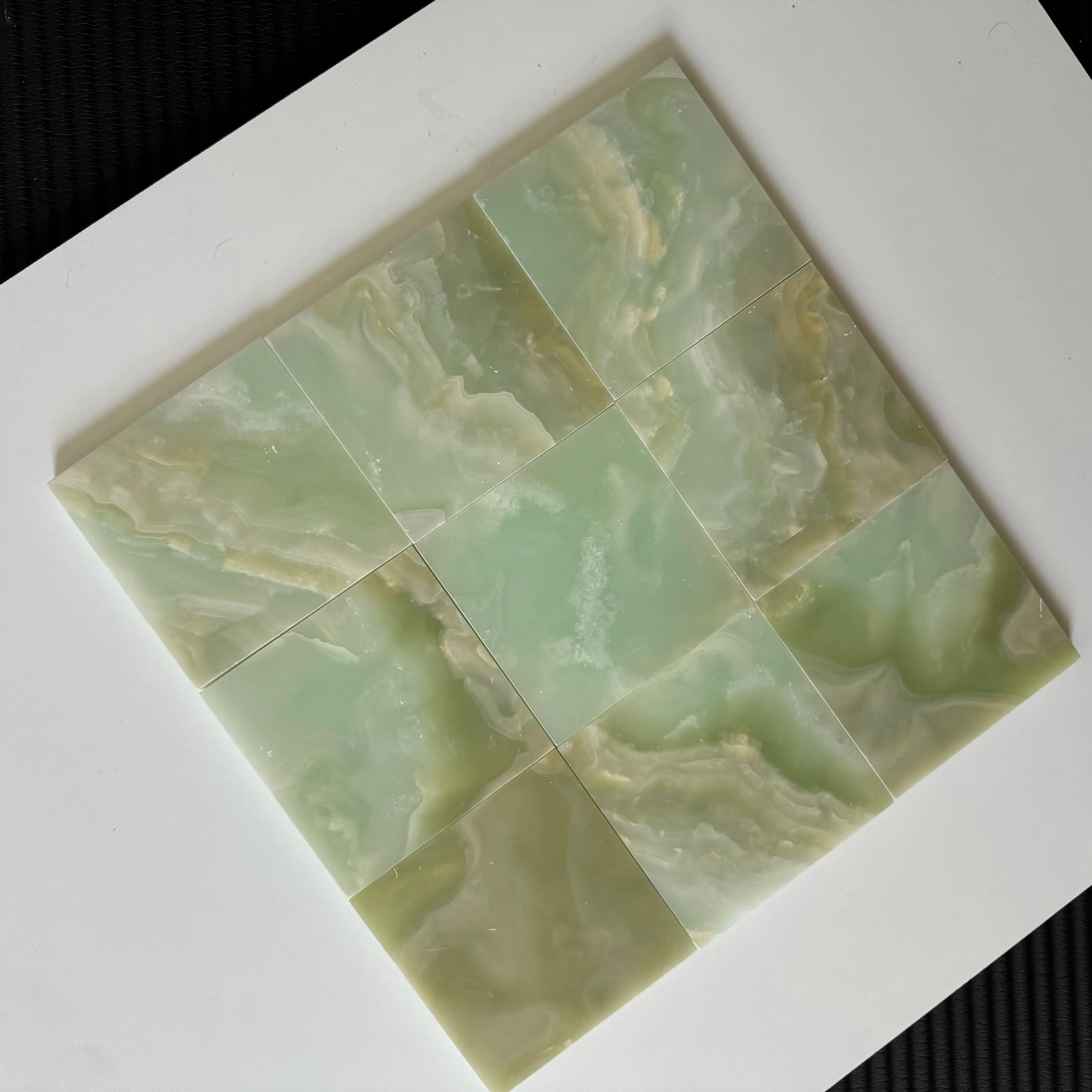 Premium Green Onyx and Nero Marquina Checkerboard Tiles - Polished or Honed Finish for Kitchen Backsplash, Bathroom Flooring, and Commercial Spaces