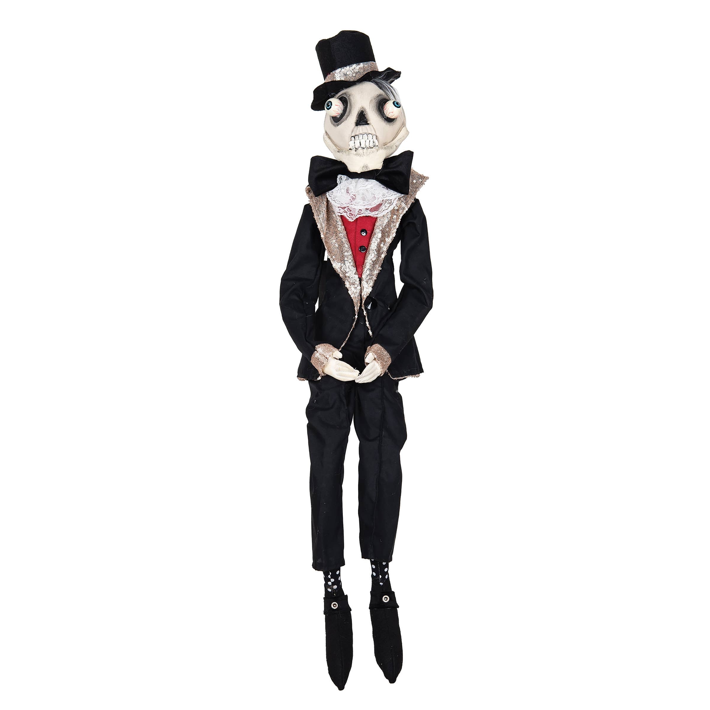 Bates Skeleton Gathered Traditions Art Doll - Handcrafted Gothic Home Decor for Halloween, Day of the Dead & Dark Aesthetic Collections