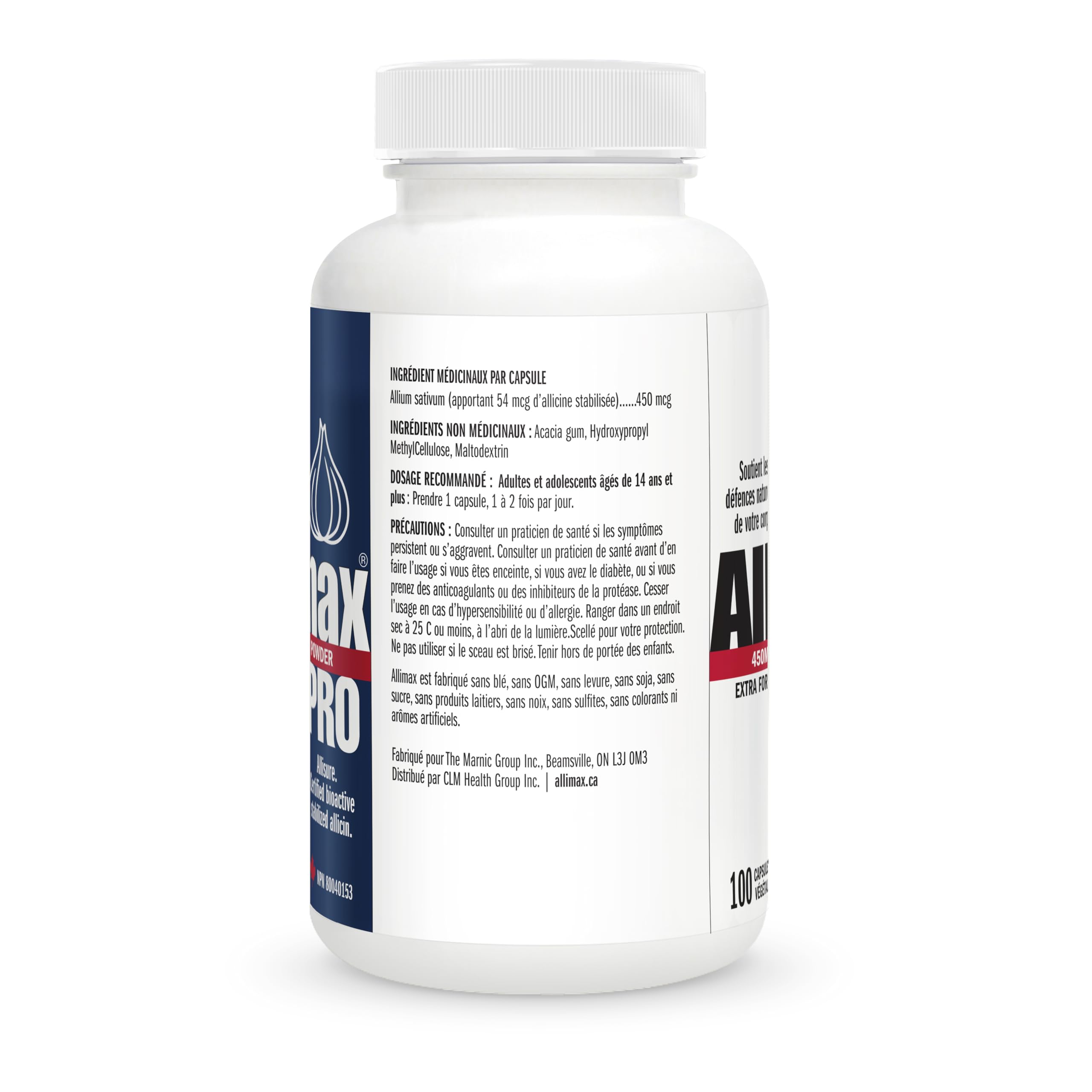 Allimax Pro 450mg 100 Vegicaps - Premium Allicin Garlic Supplement for Immune Support | Stabilized Allicin from Organic Spanish Garlic | Professional Strength Formula for Daily Wellness & Immune Boost