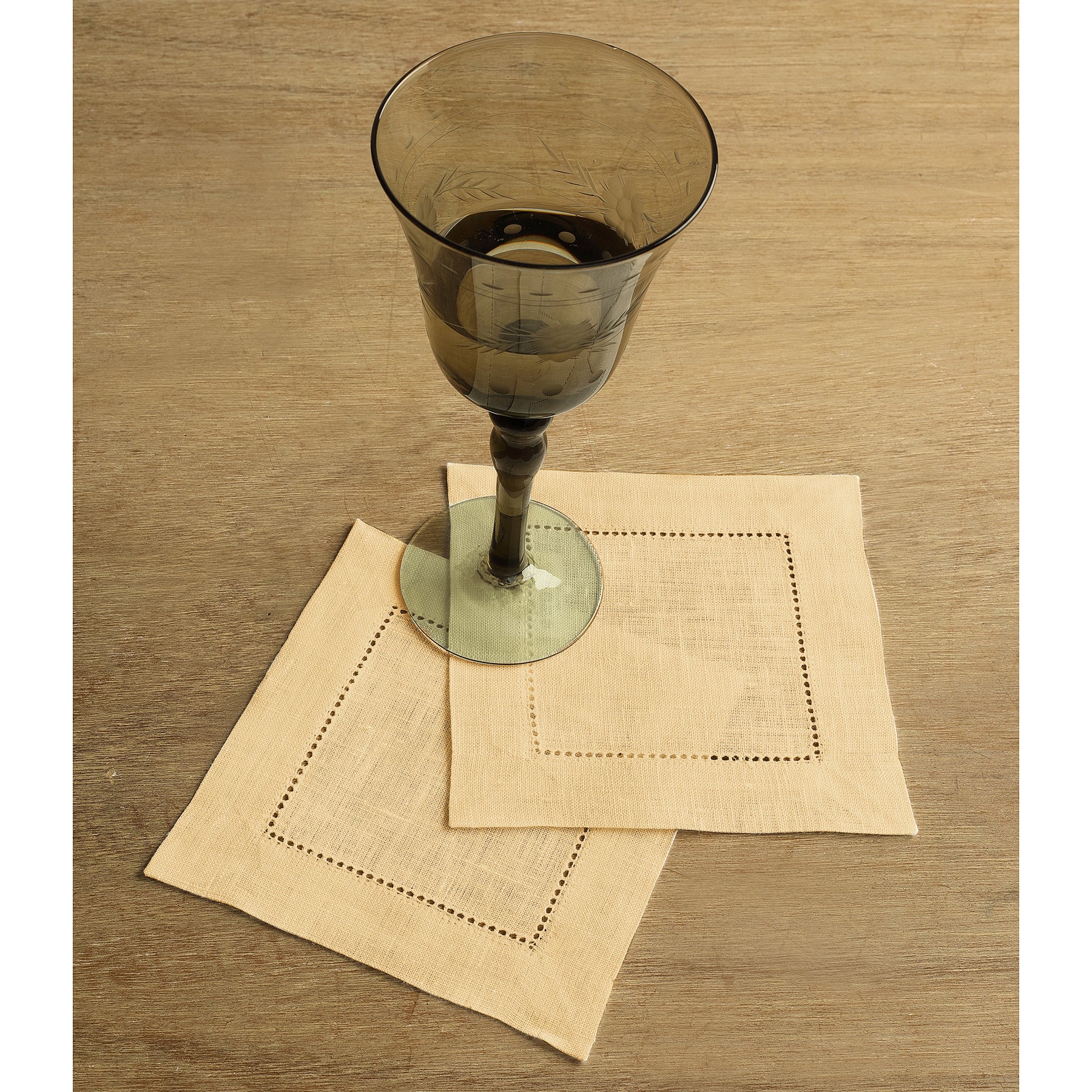 Premium Classic Hemstitch Cocktail Napkins - Set of 12 White Linen Napkins for Parties, Weddings & Formal Dining - Elegant Drink Coasters for Home Bar & Dinner Table Decor