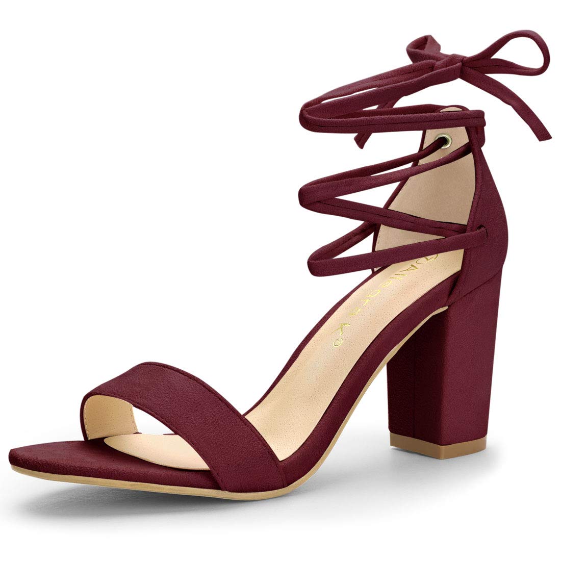 Allegra K Women's Strappy Tie-Up Chunky High Heel Sandals - Comfortable Summer Dress Shoes for Weddings, Parties & Night Out