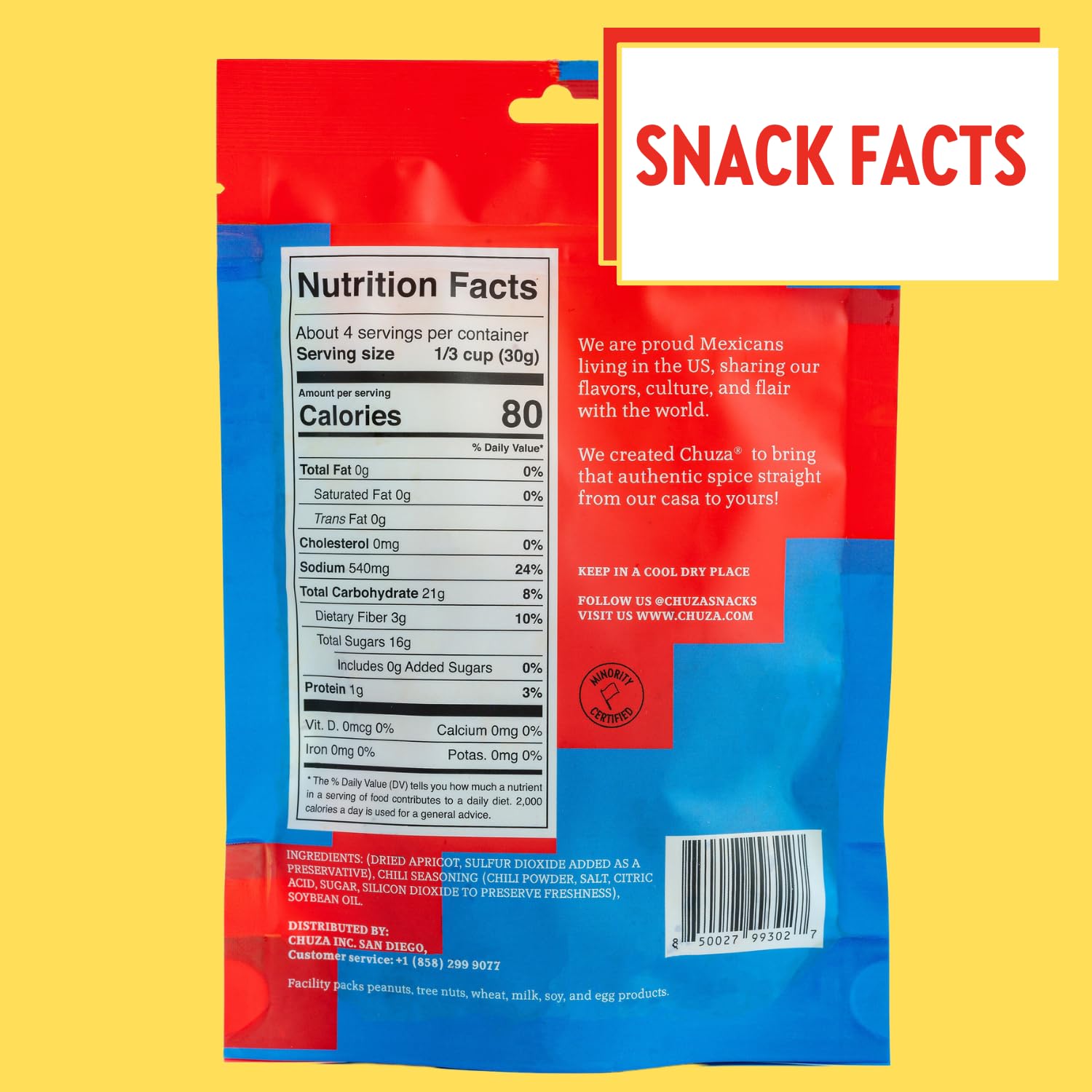 Spicy Dried Apricots Snacks - 2 Pack | CHUZA Mexican Chili Apricot Candy | Natural Dried Fruit for Adults & Kids | Perfect for Parties, Road Trips & Healthy Snacking